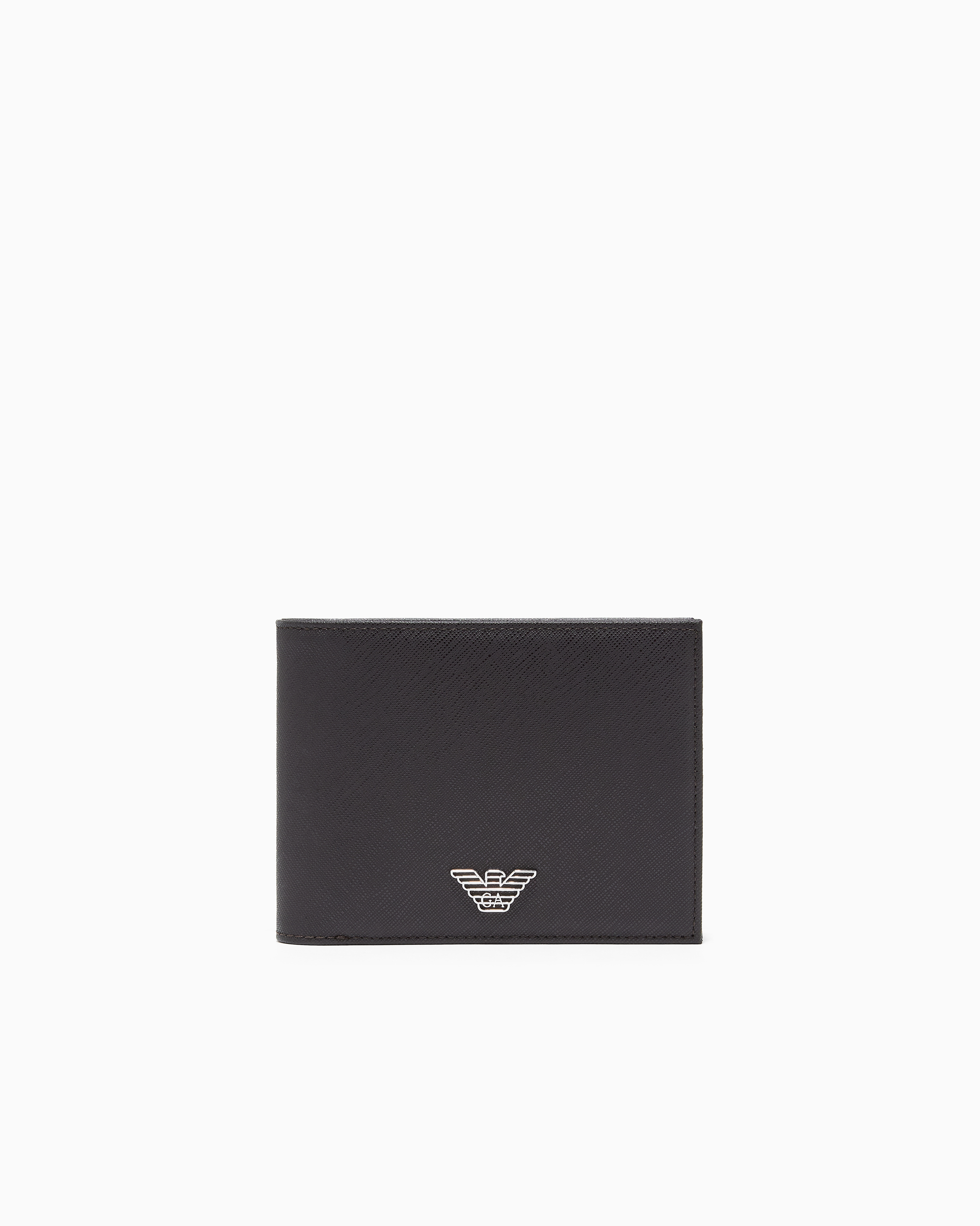 Emporio Armani Brown Regenerated Saffiano Bifold Wallet With Coin Pocket
