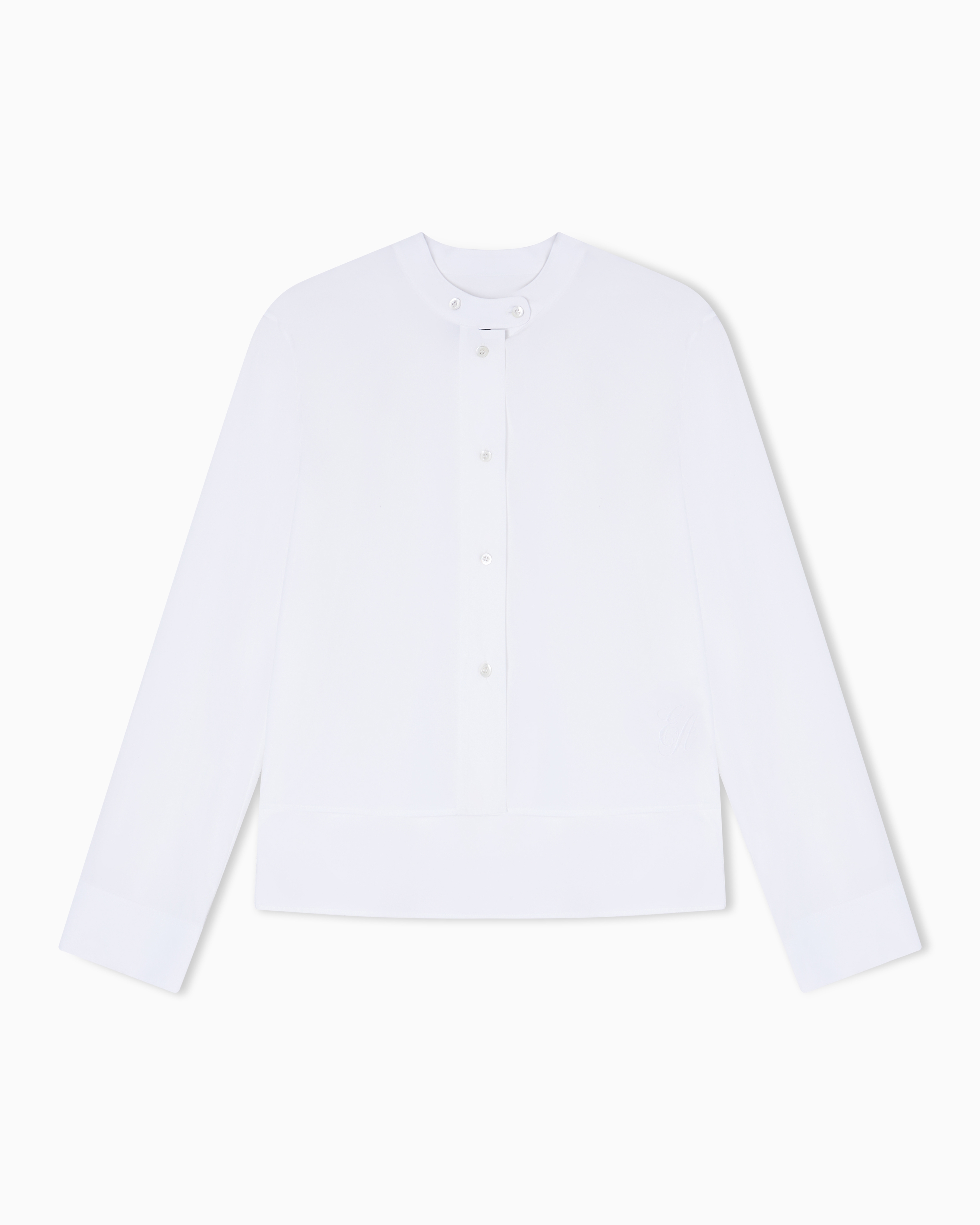 Emporio Armani White Poplin Shirt With Guru Collar