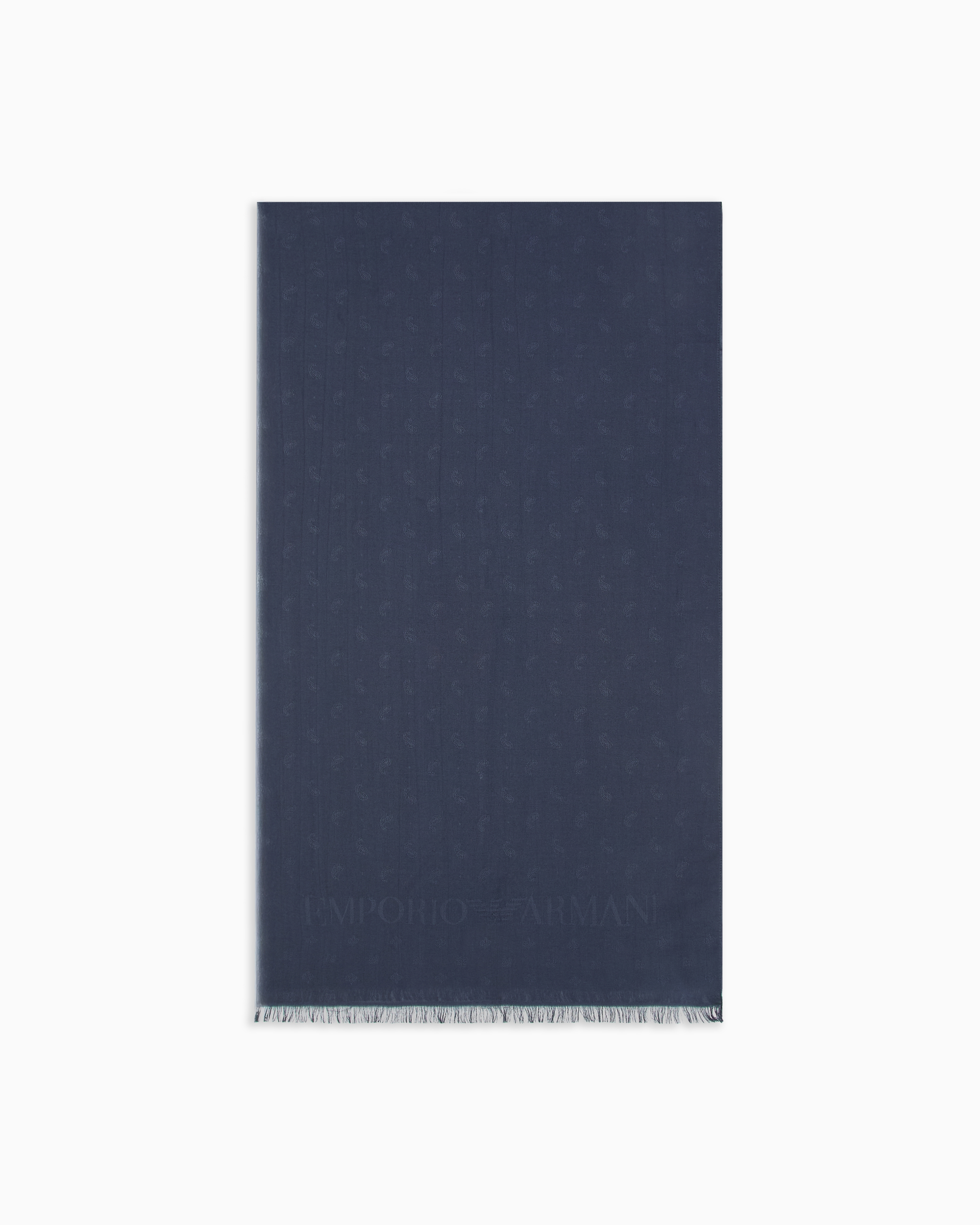 Emporio Armani Stola In Misto Modal Jacquard Eagle All Over