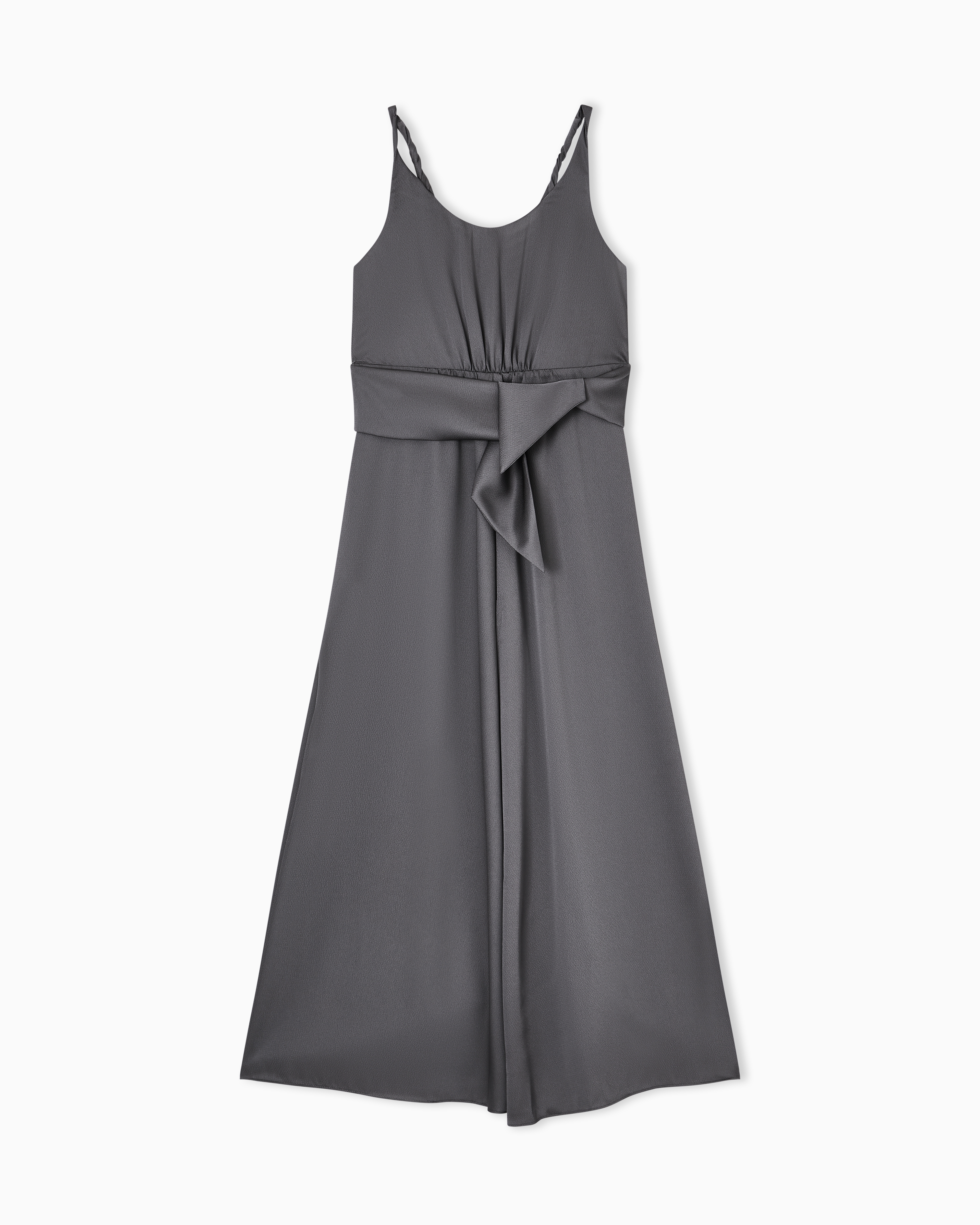 Emporio Armani Grey Twill Crêpe Sash Dress