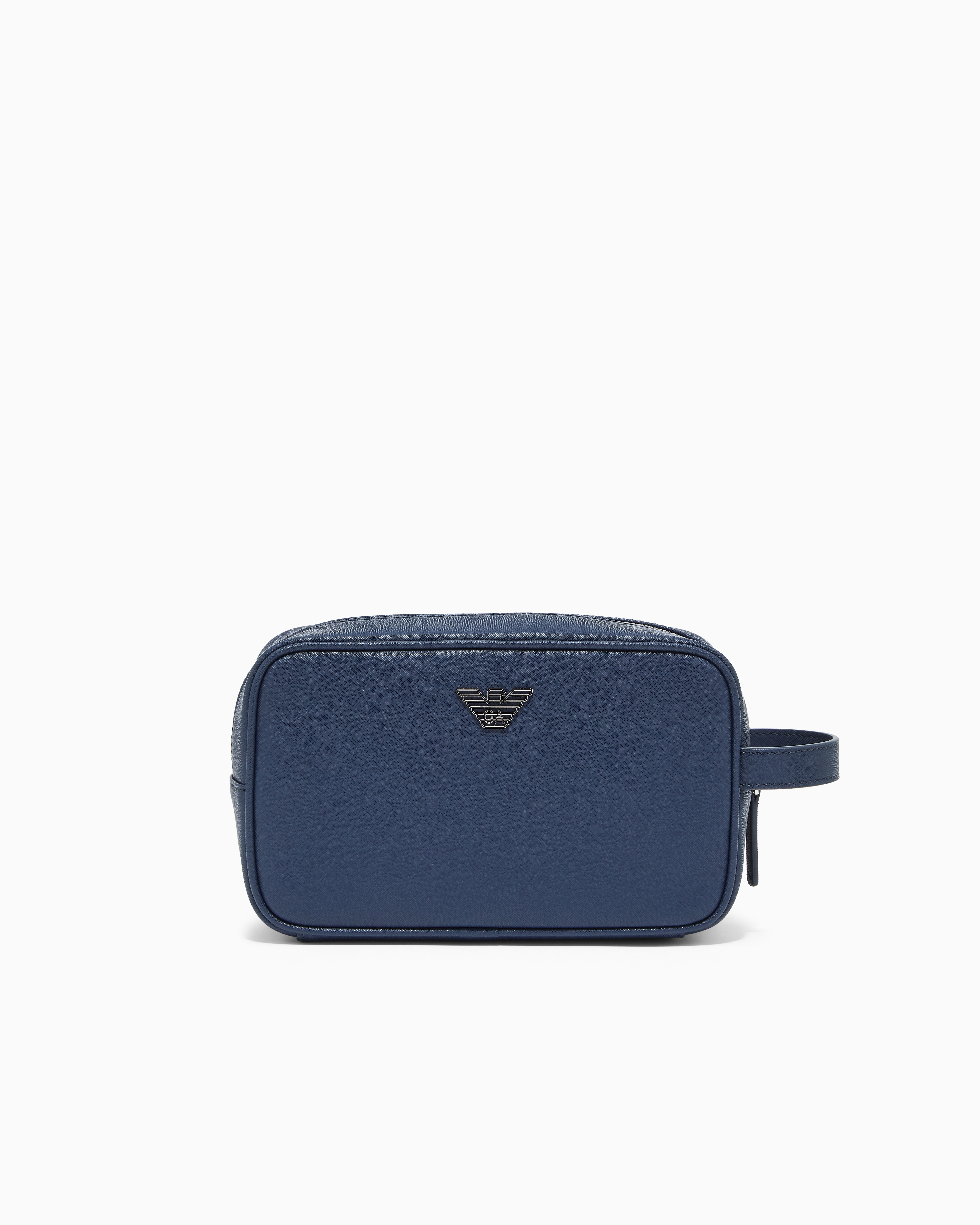 Emporio Armani Blue Regenerated Saffiano Washbag