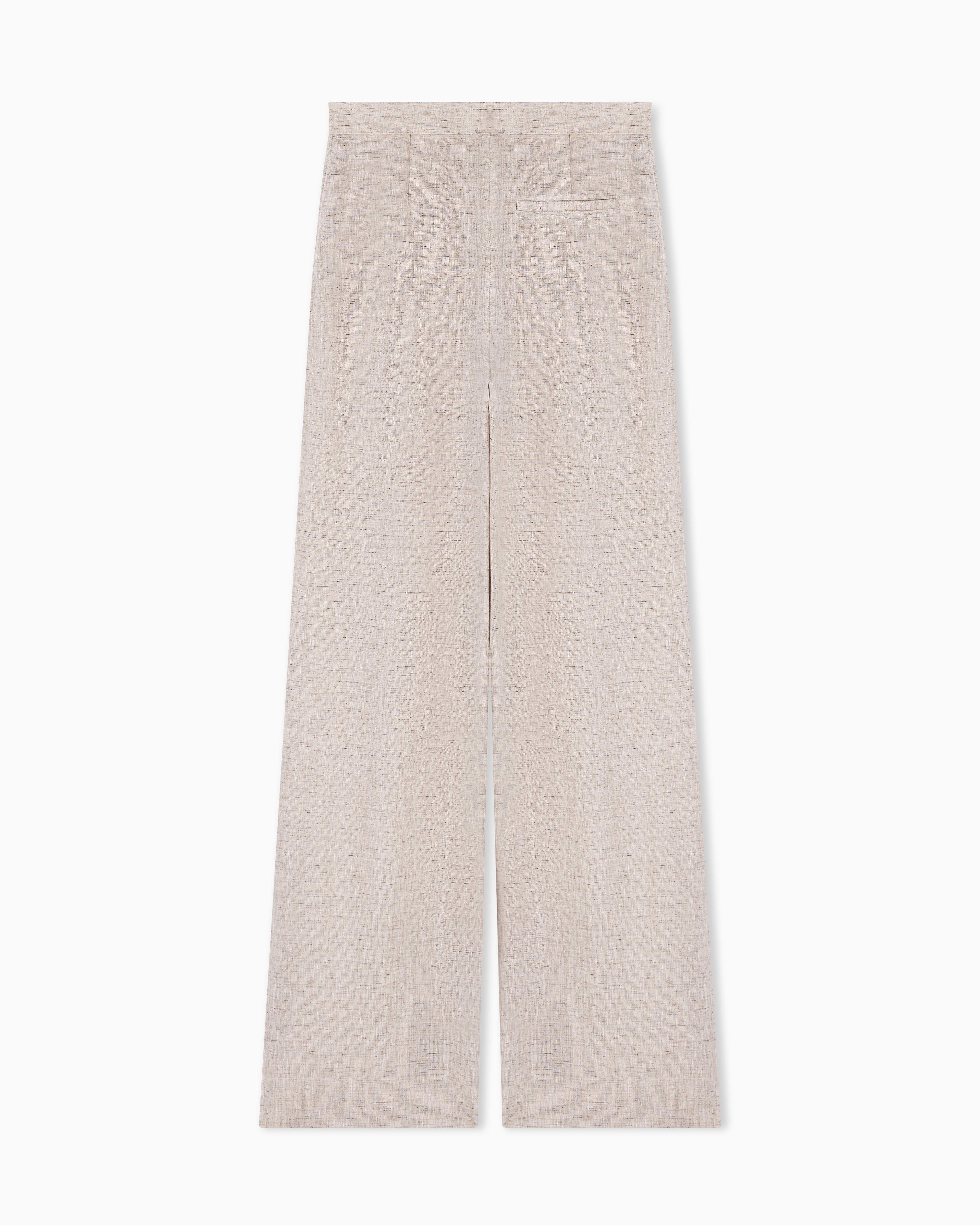 Emporio Armani Linen Trousers High Waist Wide Leg Textured In Neutral
