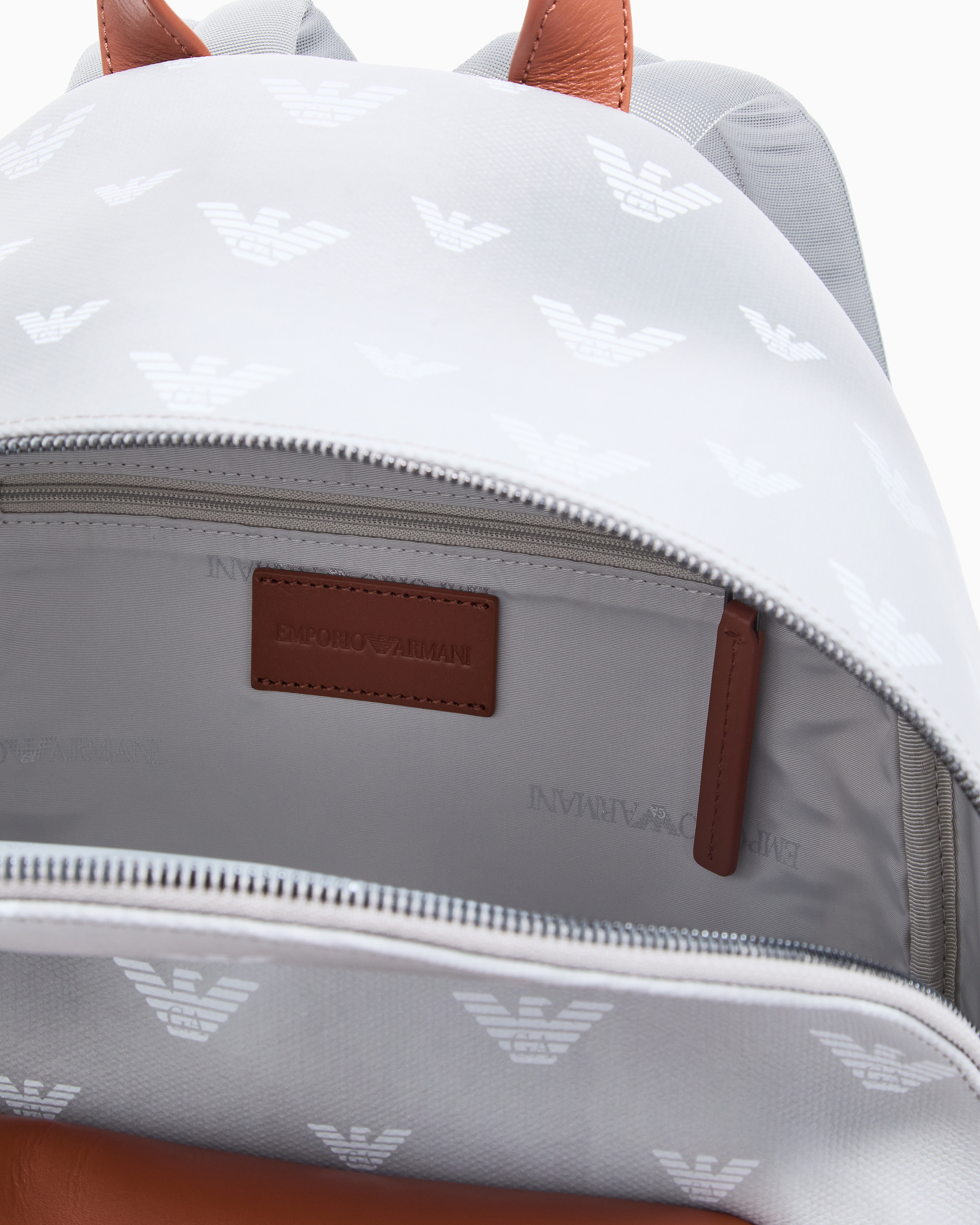 Backpack in coated canvas with all-over eagle | Emporio Armani