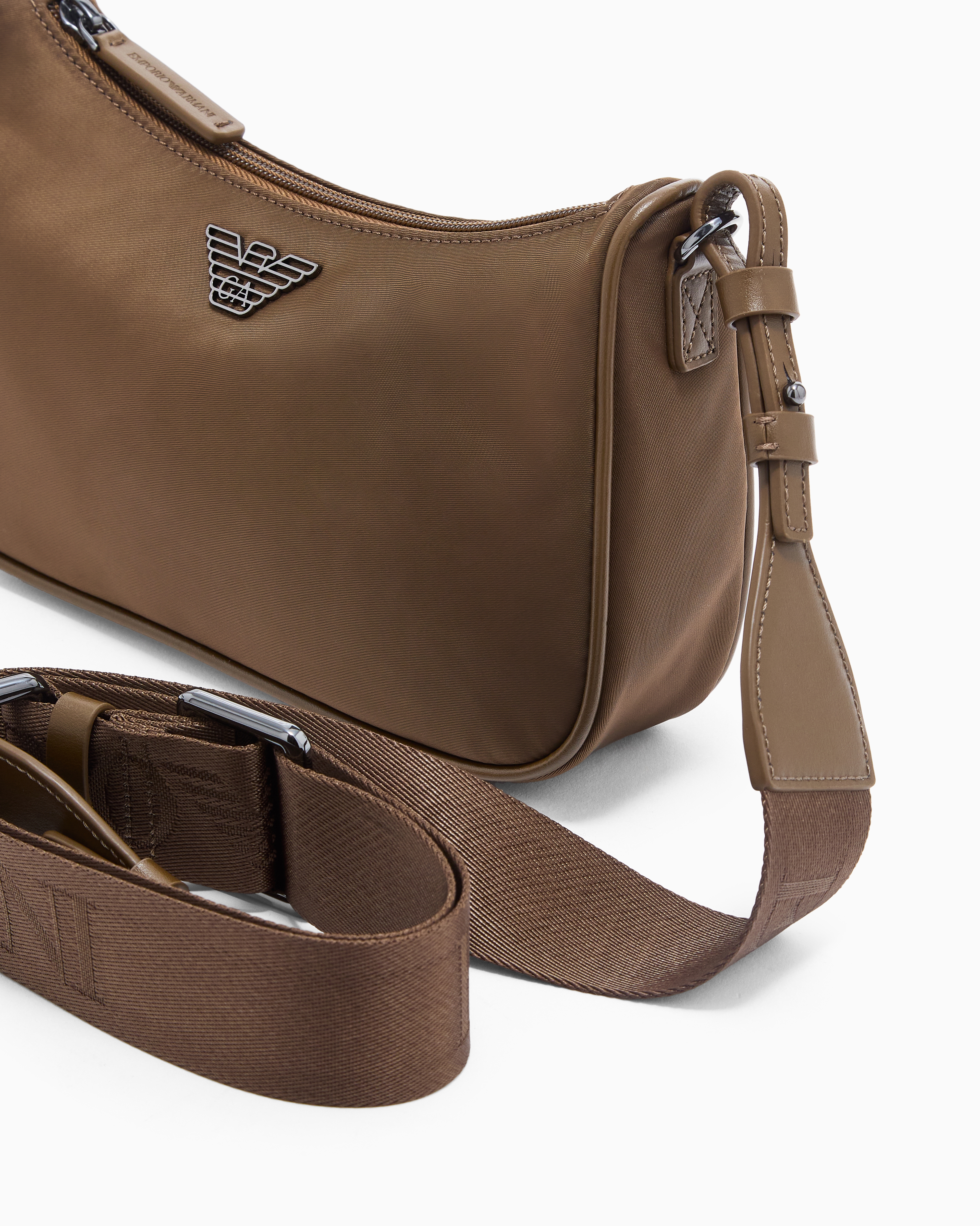 Recycled shoulder bag with a zip closure and logo strap | Emporio