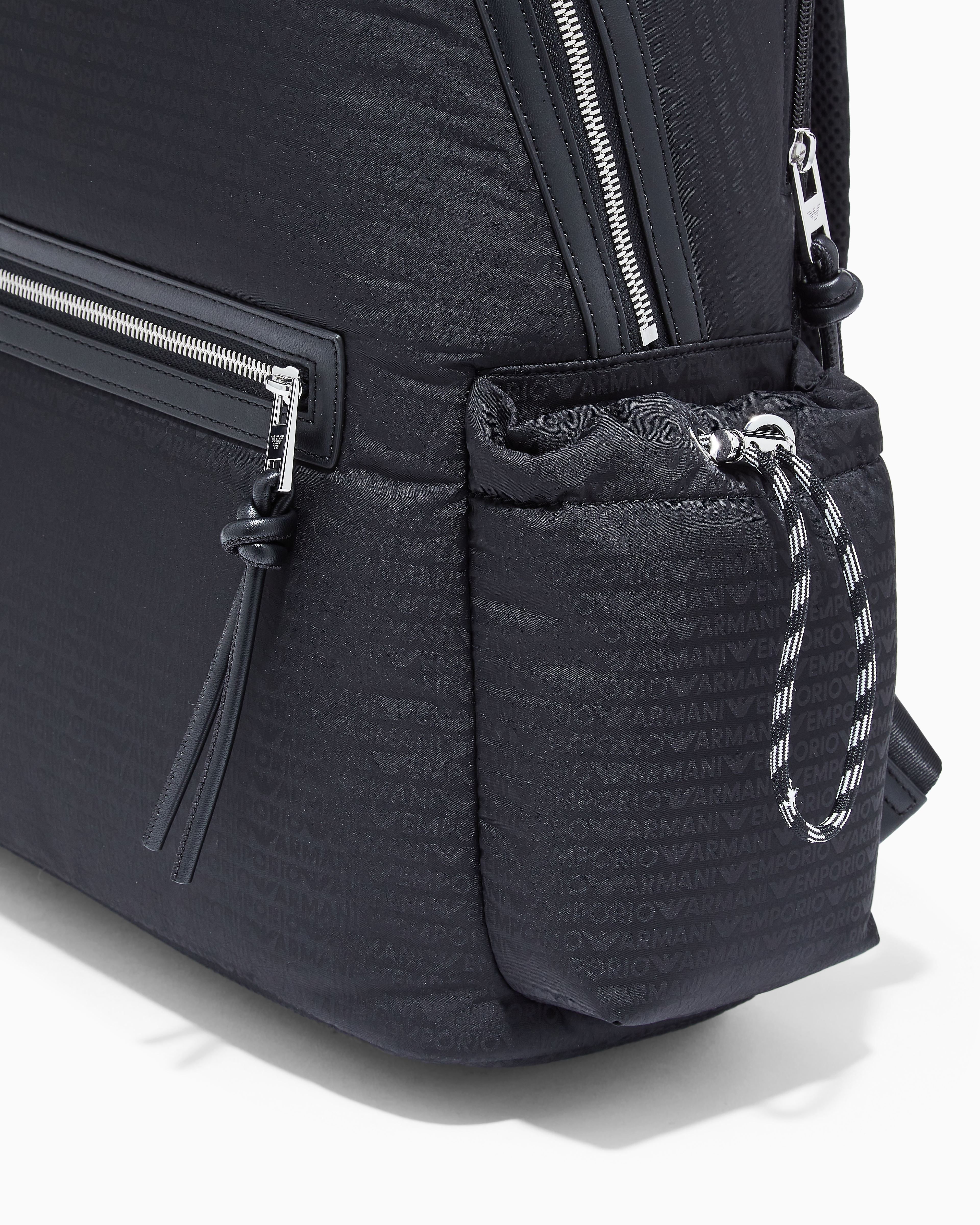 Nylon backpack with monogram lettering | Emporio Armani