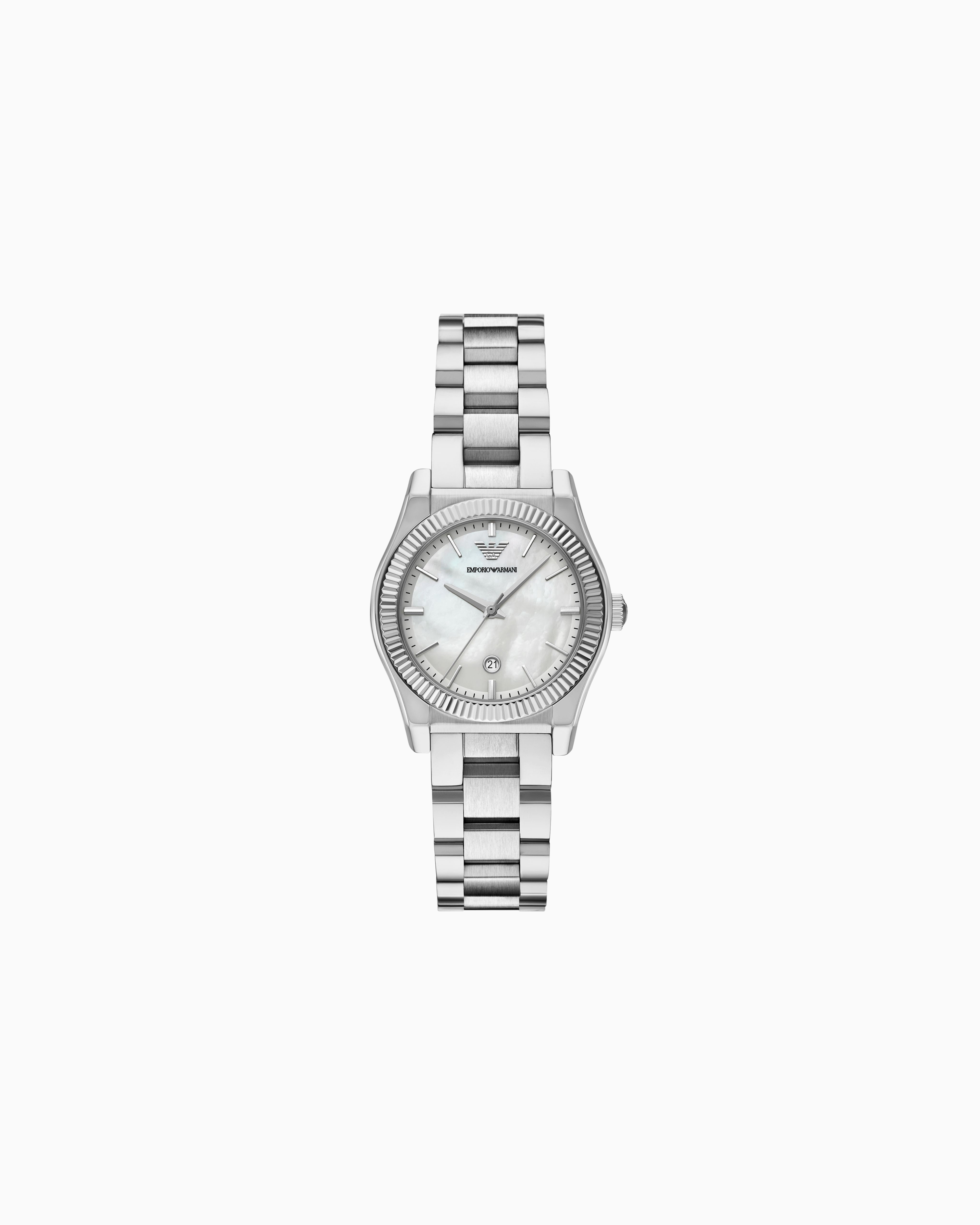 Emporio Armani Steel Strap Watches In Gray