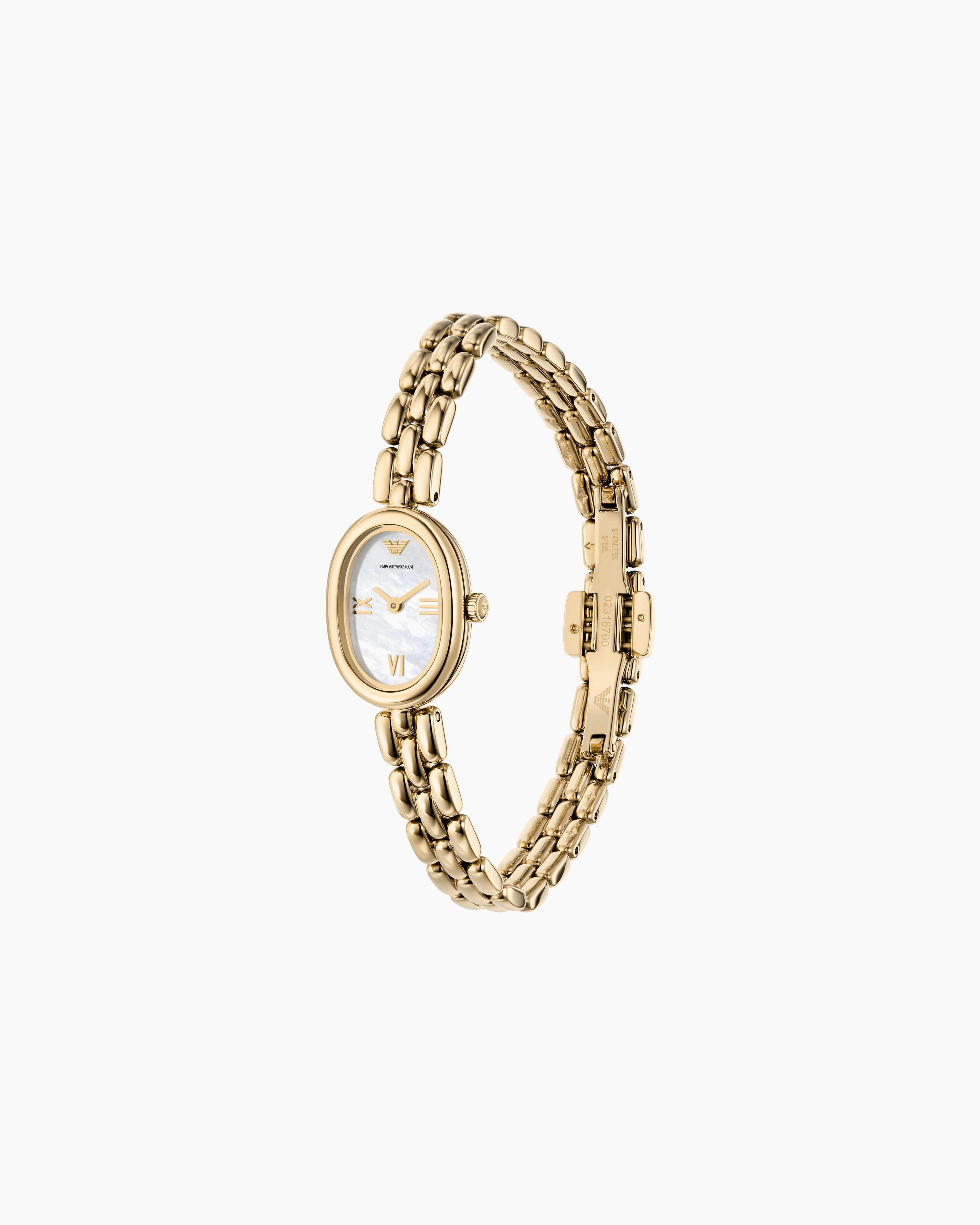 Emporio Armani Steel Strap Watches In Gold