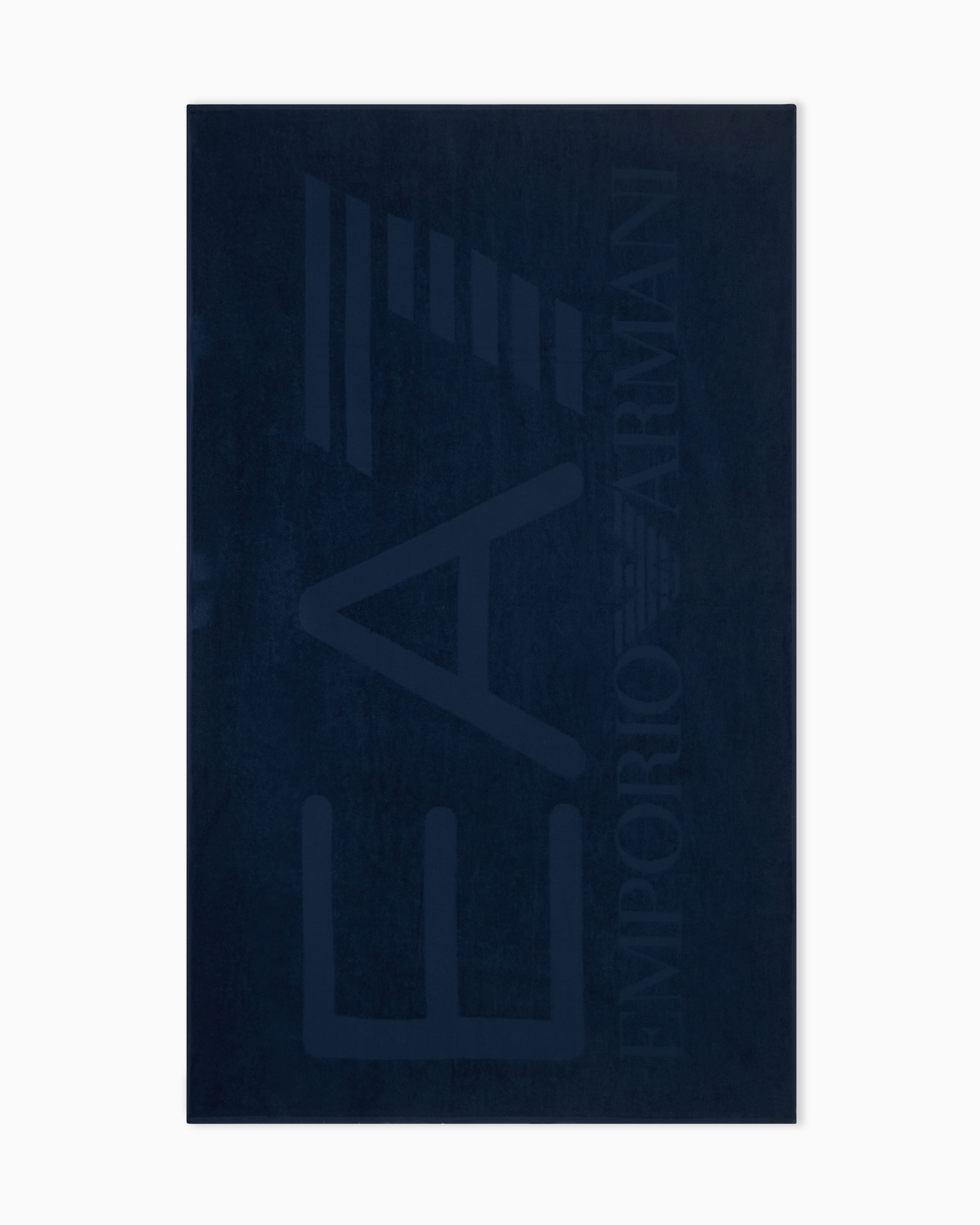 Ea7 Unisex Navy Blue Cotton Beach Towel With Logo