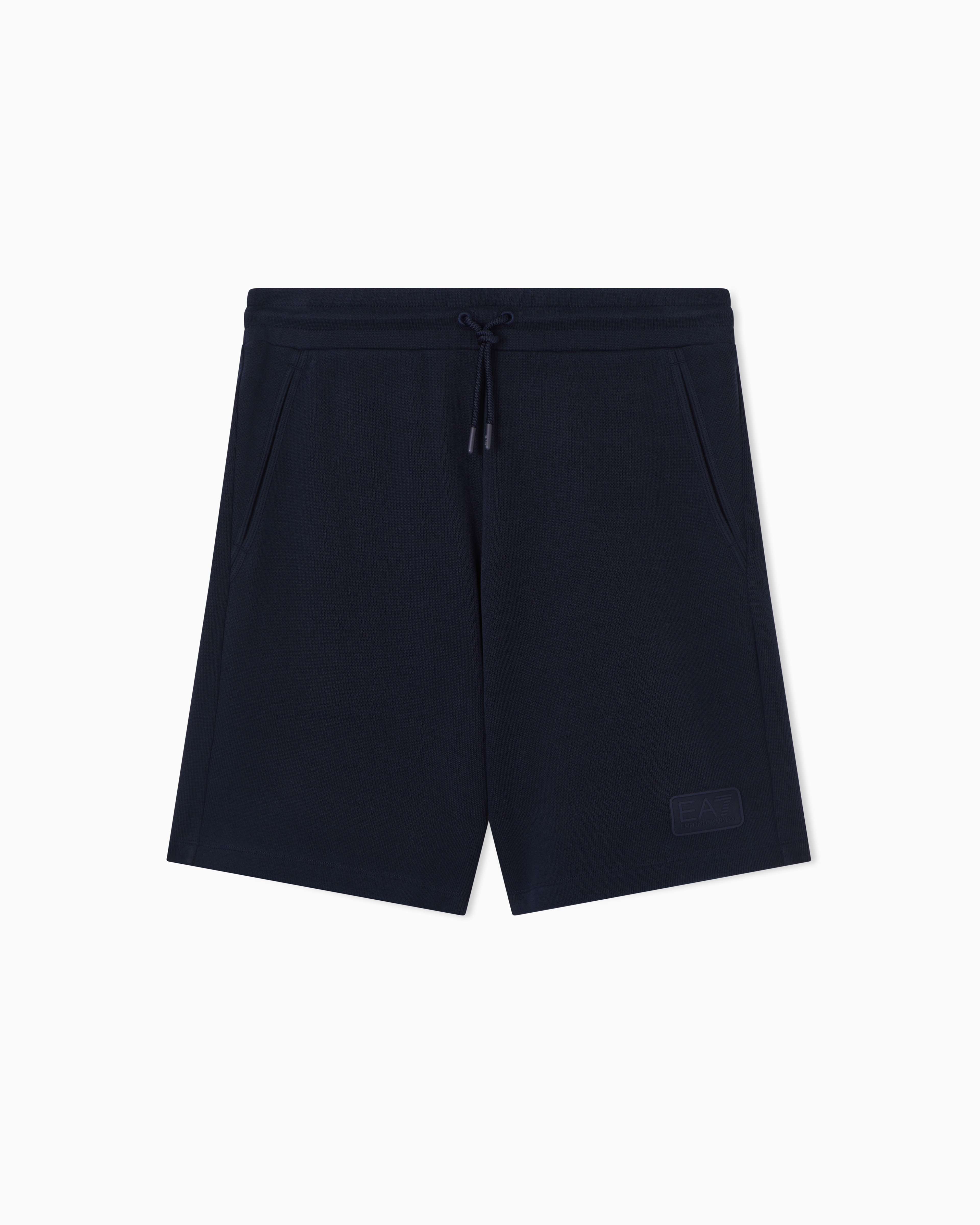 Ea7 Navy Blue Lux Identity Cotton-Blend Shorts