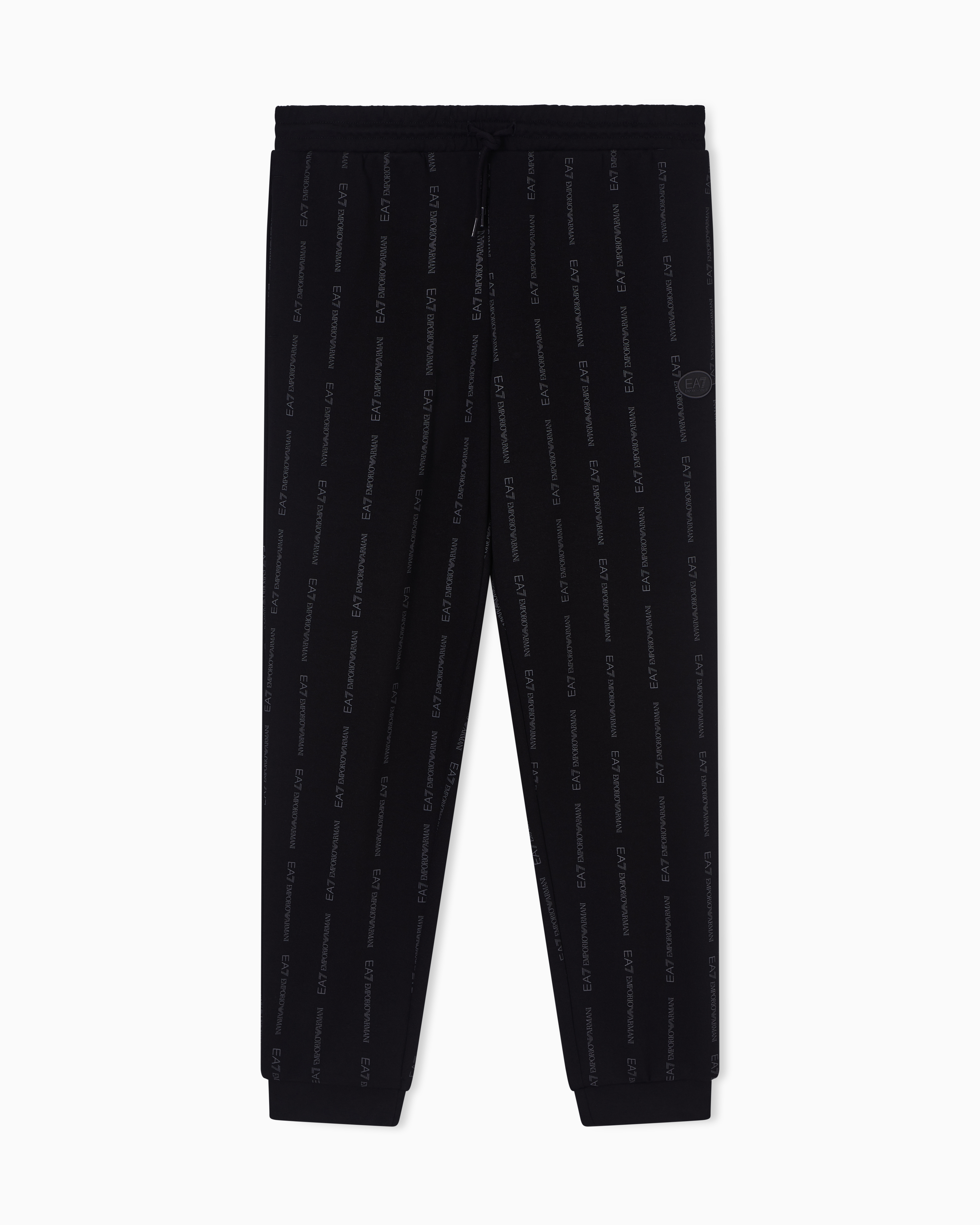 Ea7 Black Graphic Series Cotton-Blend Joggers