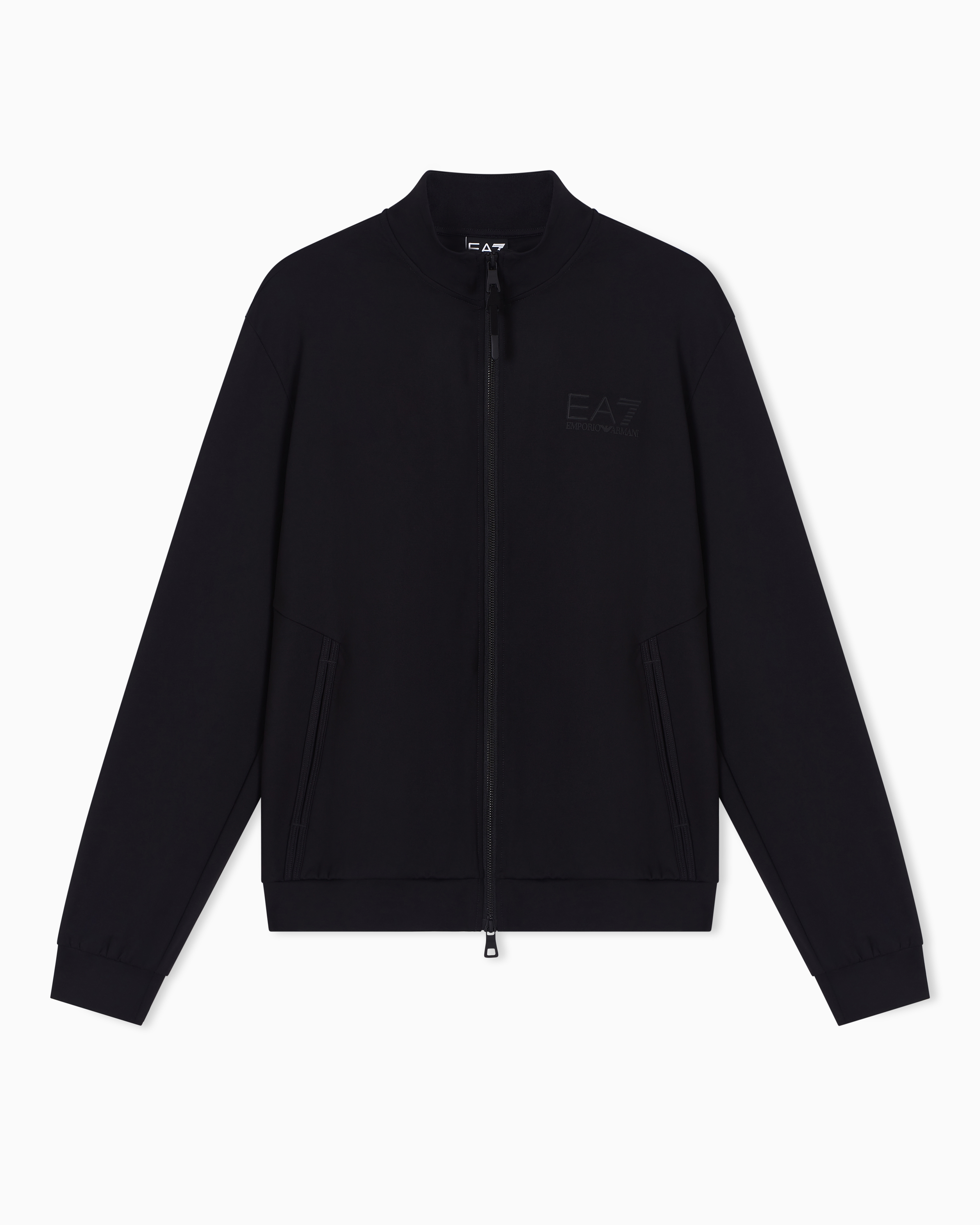 Ea7 Felpa Con Zip In Tessuto Tecnico