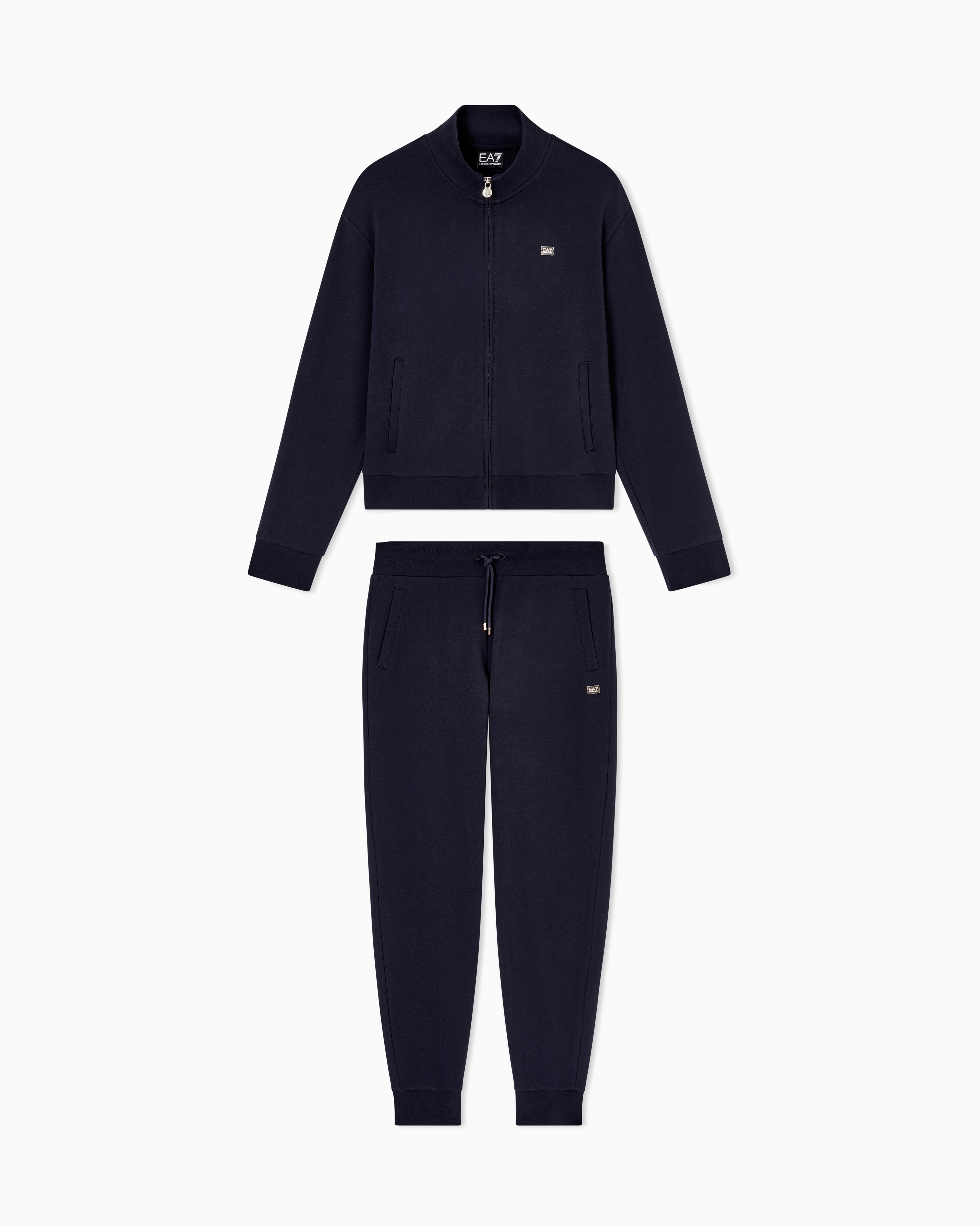 Ea7 Navy Blue Core Lady Stretch-Cotton Tracksuit