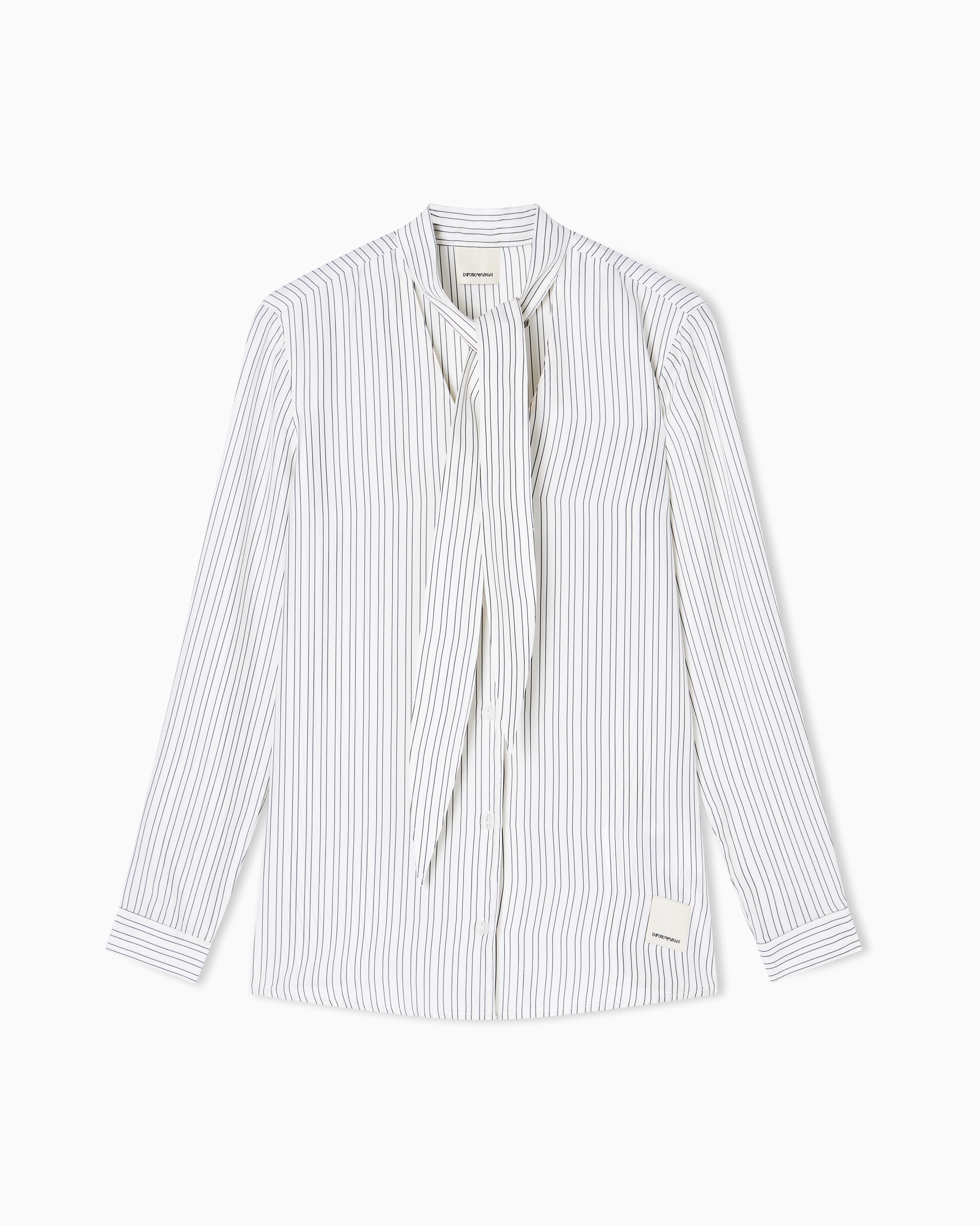 Emporio Armani White Eagle Club Cupro-Blend Foulard Collar Shirt