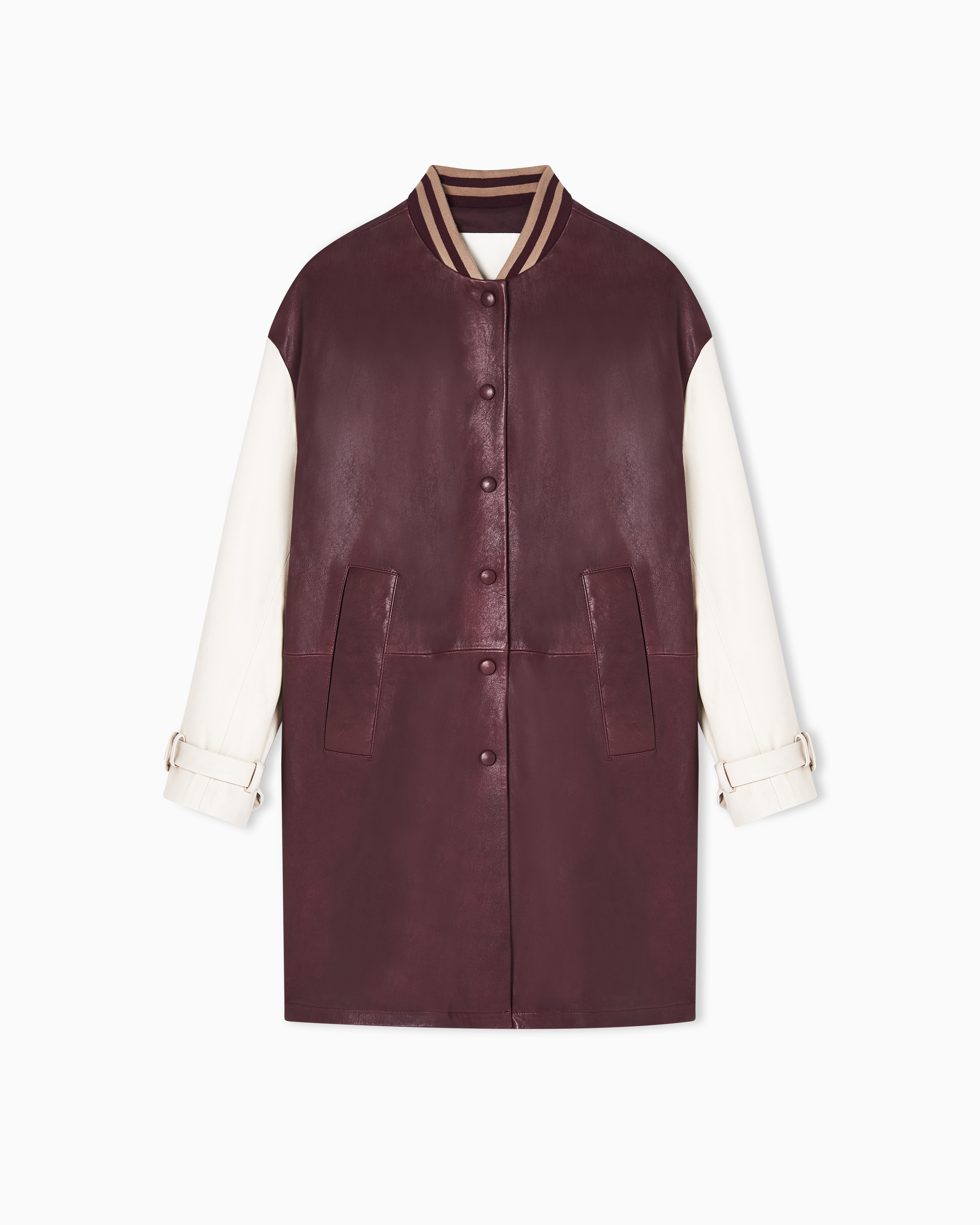 Emporio Armani Burgundy Eagle Club Vegetable-Tanned Nappa Lambskin Coat
