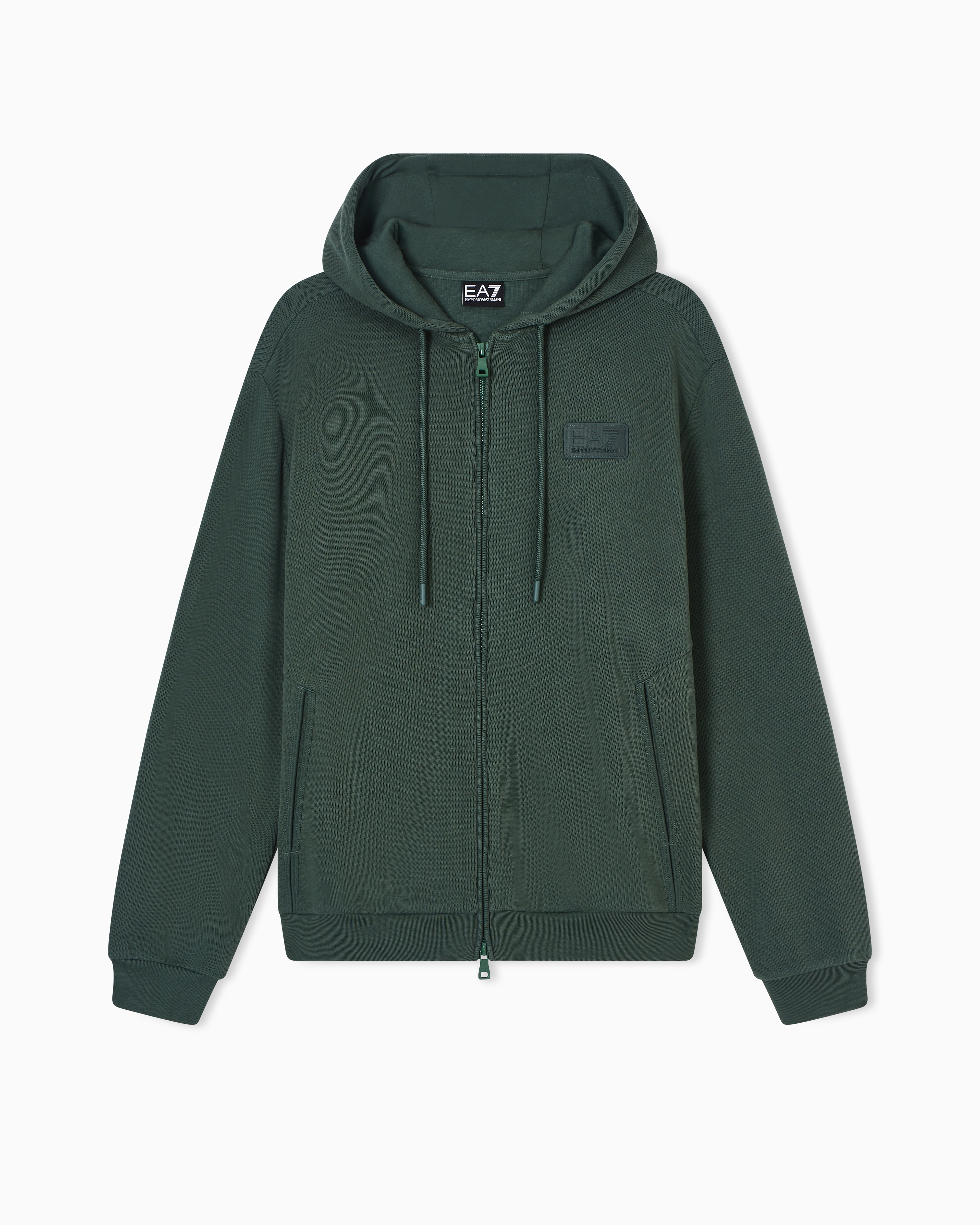 Ea7 Green Lux Identity Cotton-Blend Hooded Sweatshirt