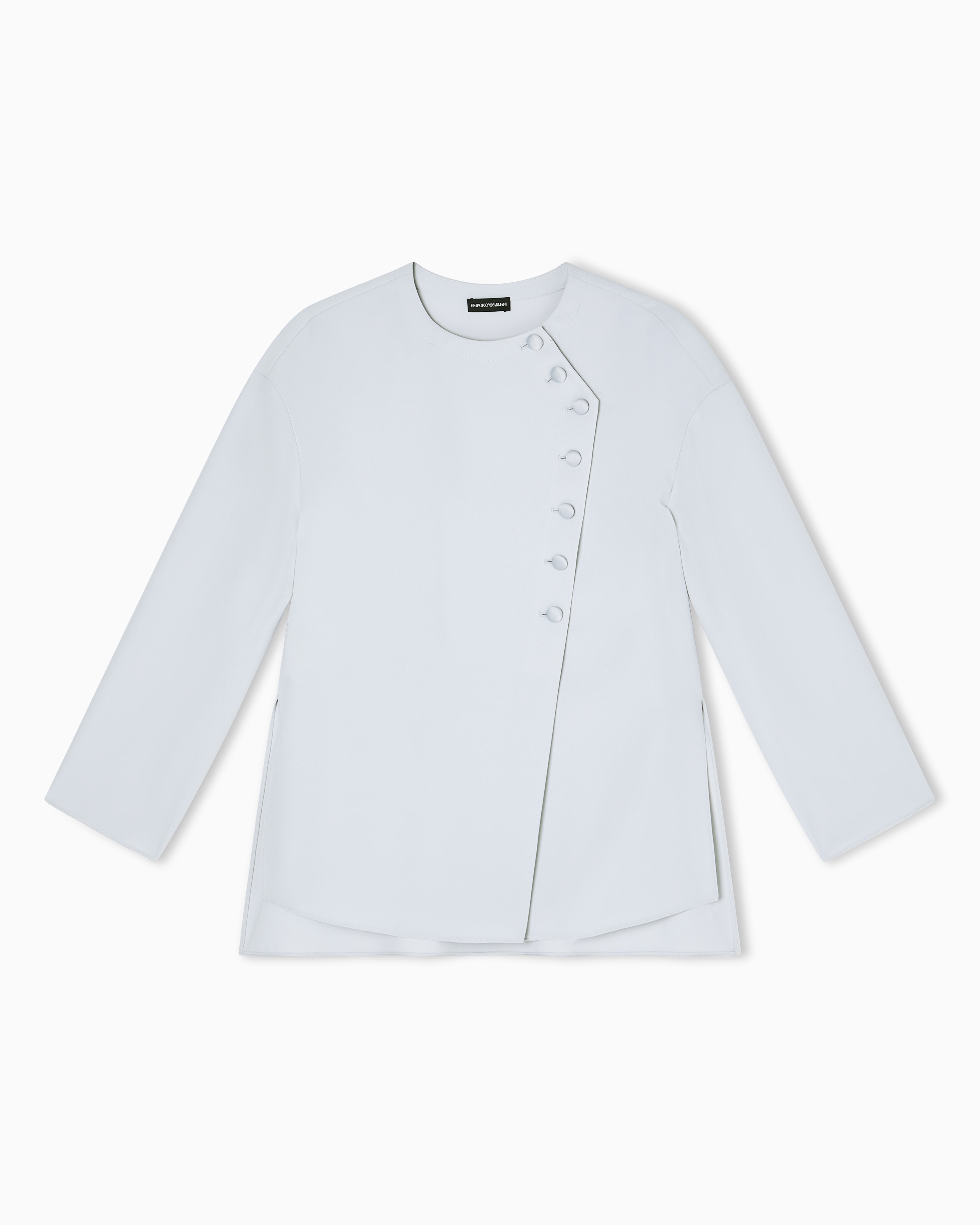 Emporio Armani Grey Blouse With Asymmetrical Closure In Technical Cady
