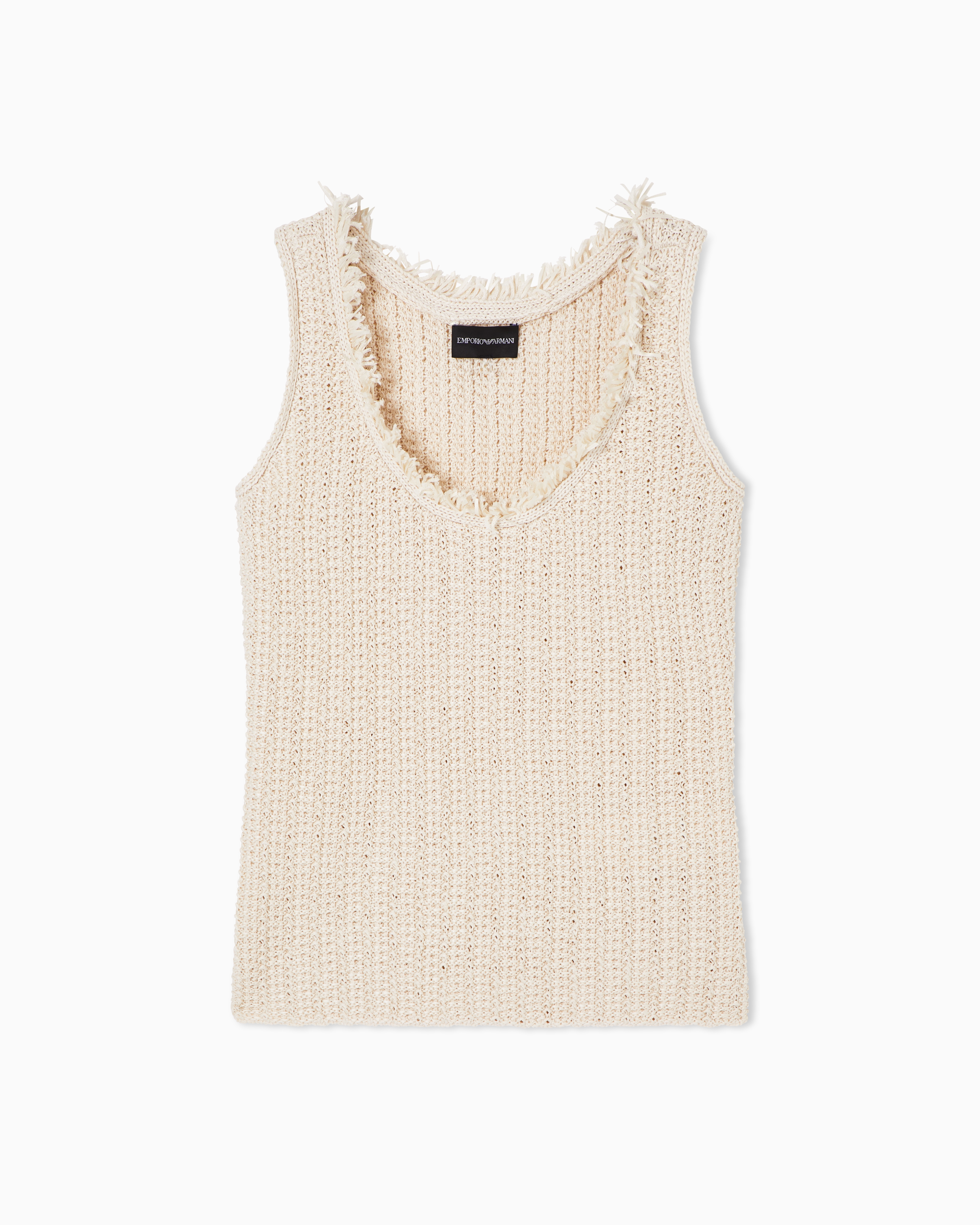 Emporio Armani Top In Maglia Effetto Quadrettato