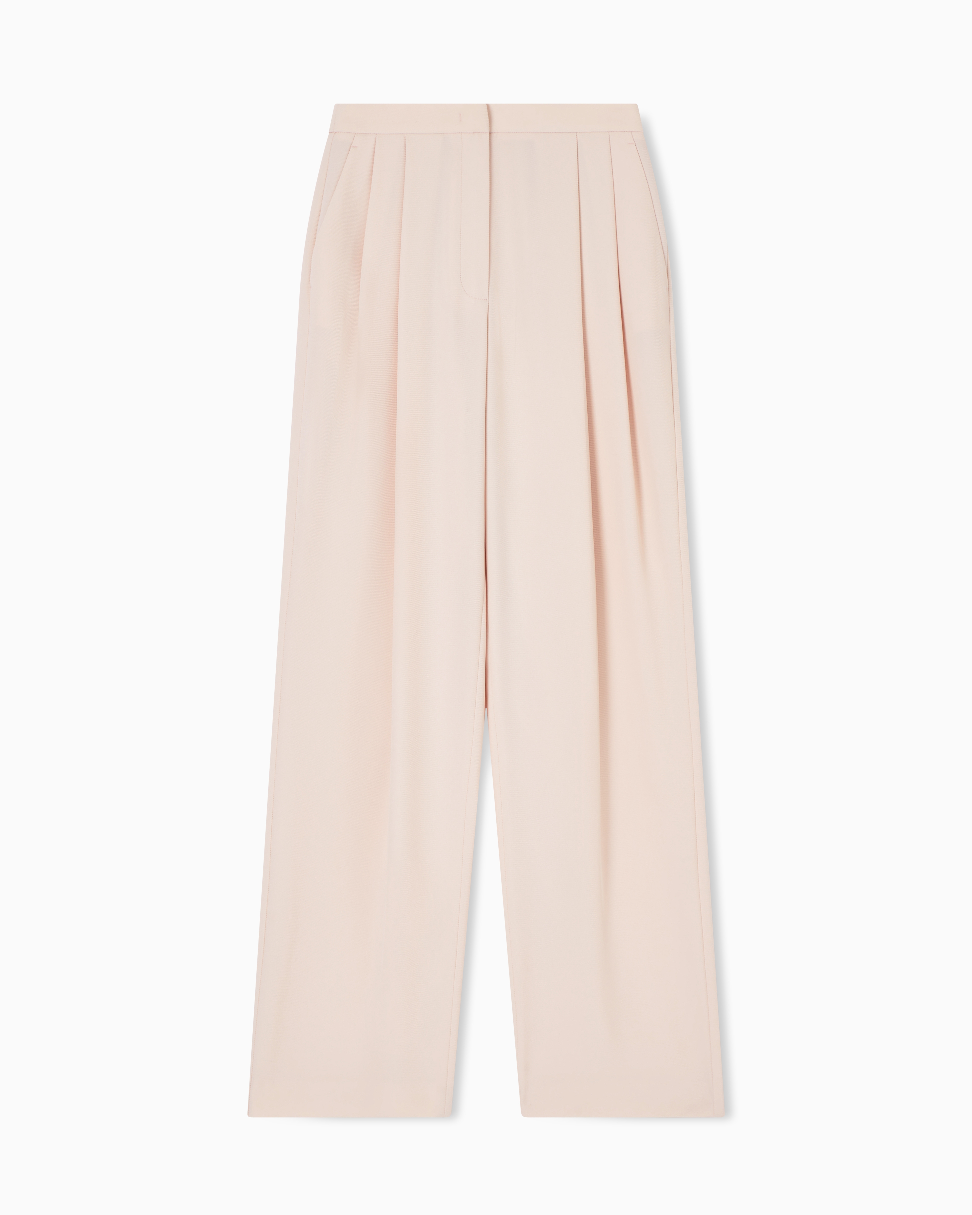 Emporio Armani Women's Pink Technical Gabardine Trousers With Pleats