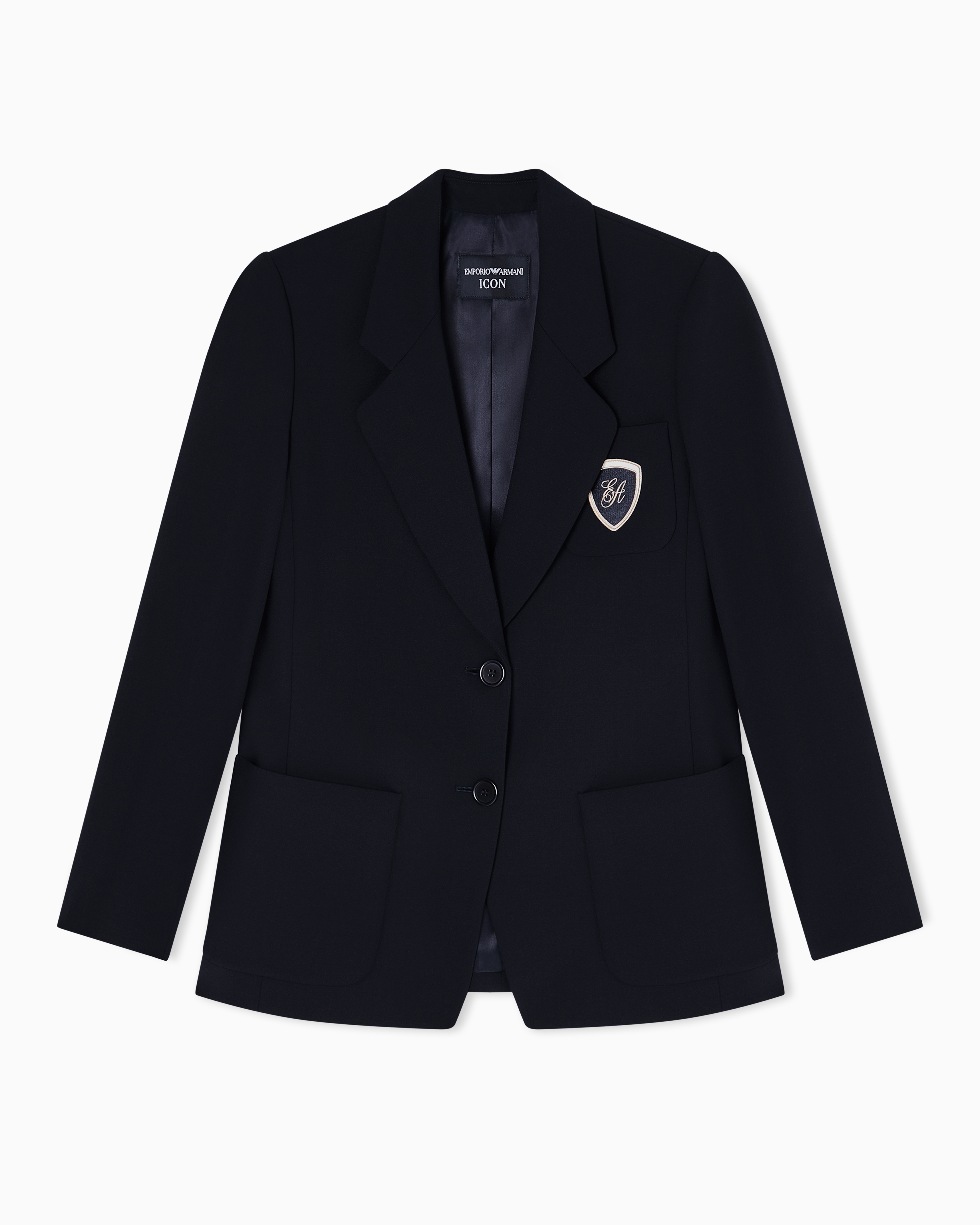 Emporio Armani Navy Blue Icon Barathea-Wool Blazer