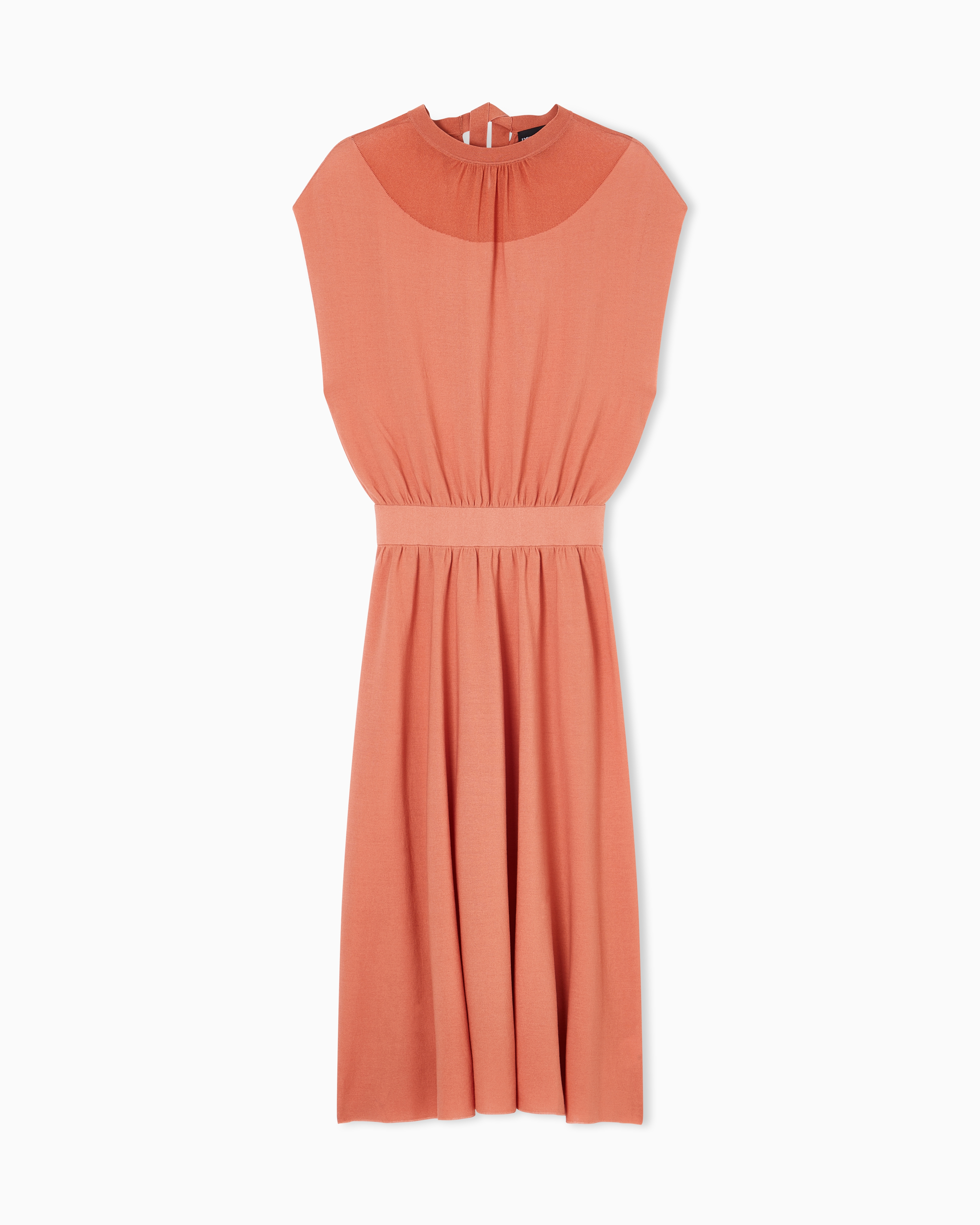Emporio Armani Orange Link-Stitch Lyocell-Blend Dress With Yoke