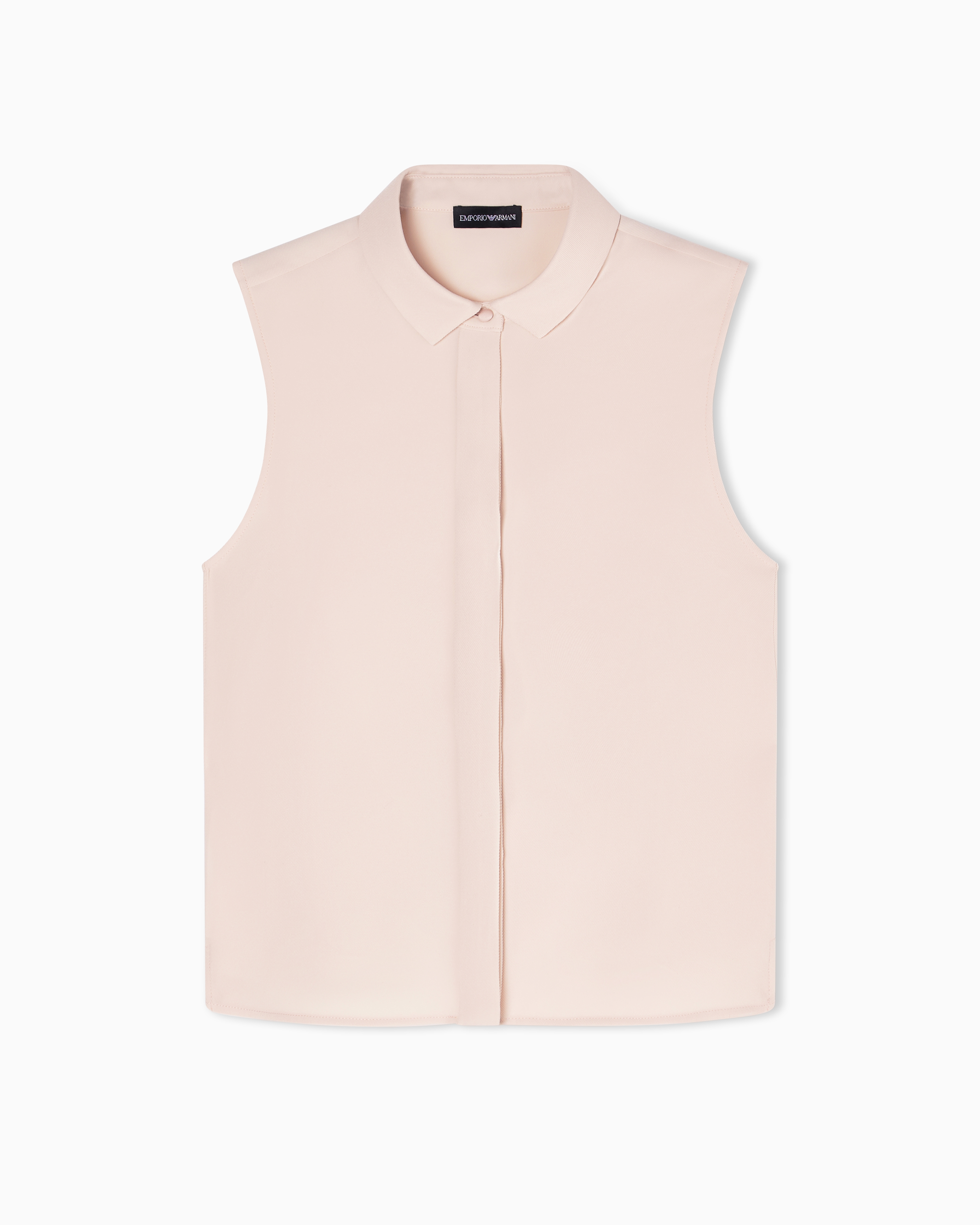 Emporio Armani Sleeveless Shirt In Technical Gabardine In Pink