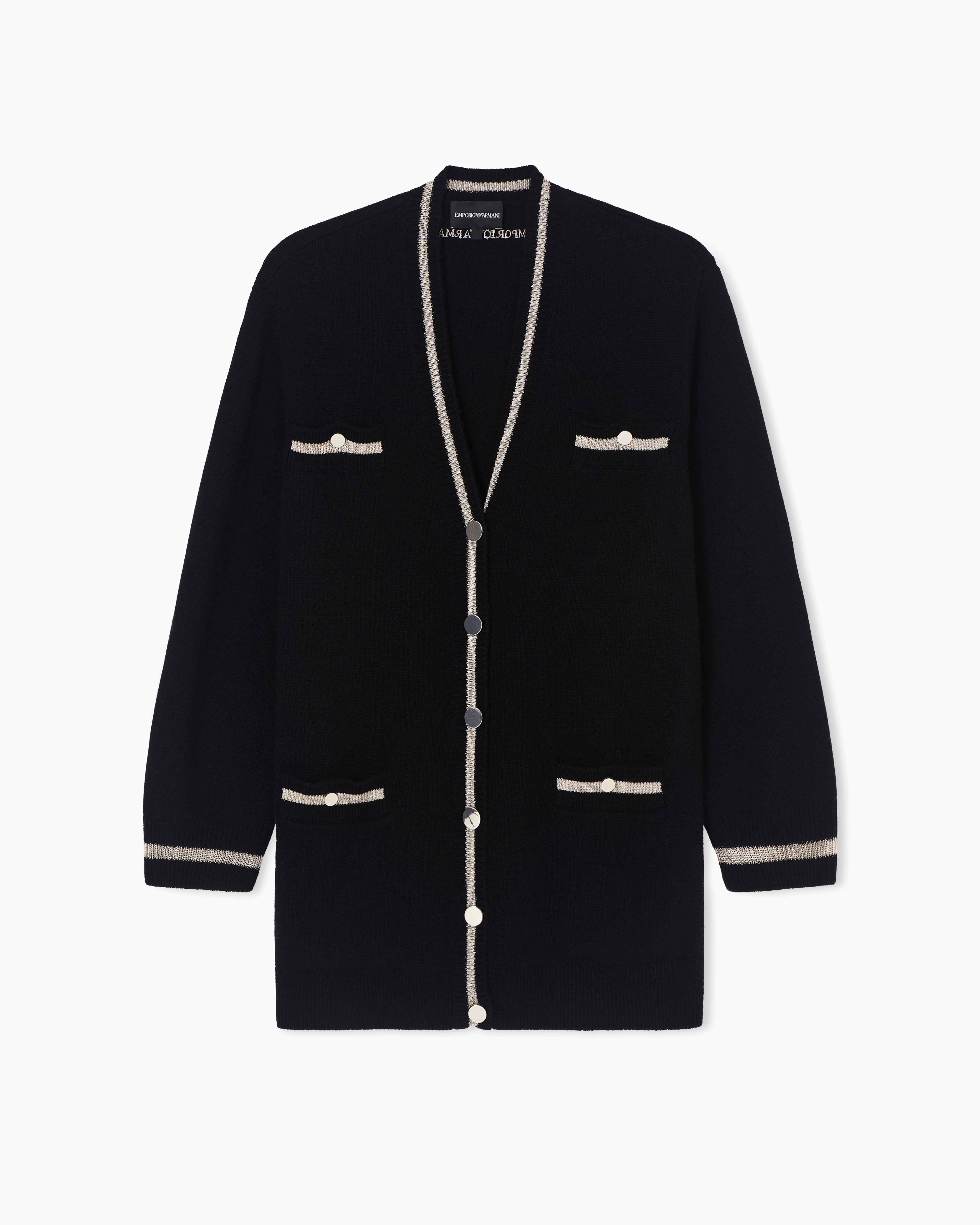 Emporio Armani Black Lunar New Year Wool And Cashmere Blend Cardigan