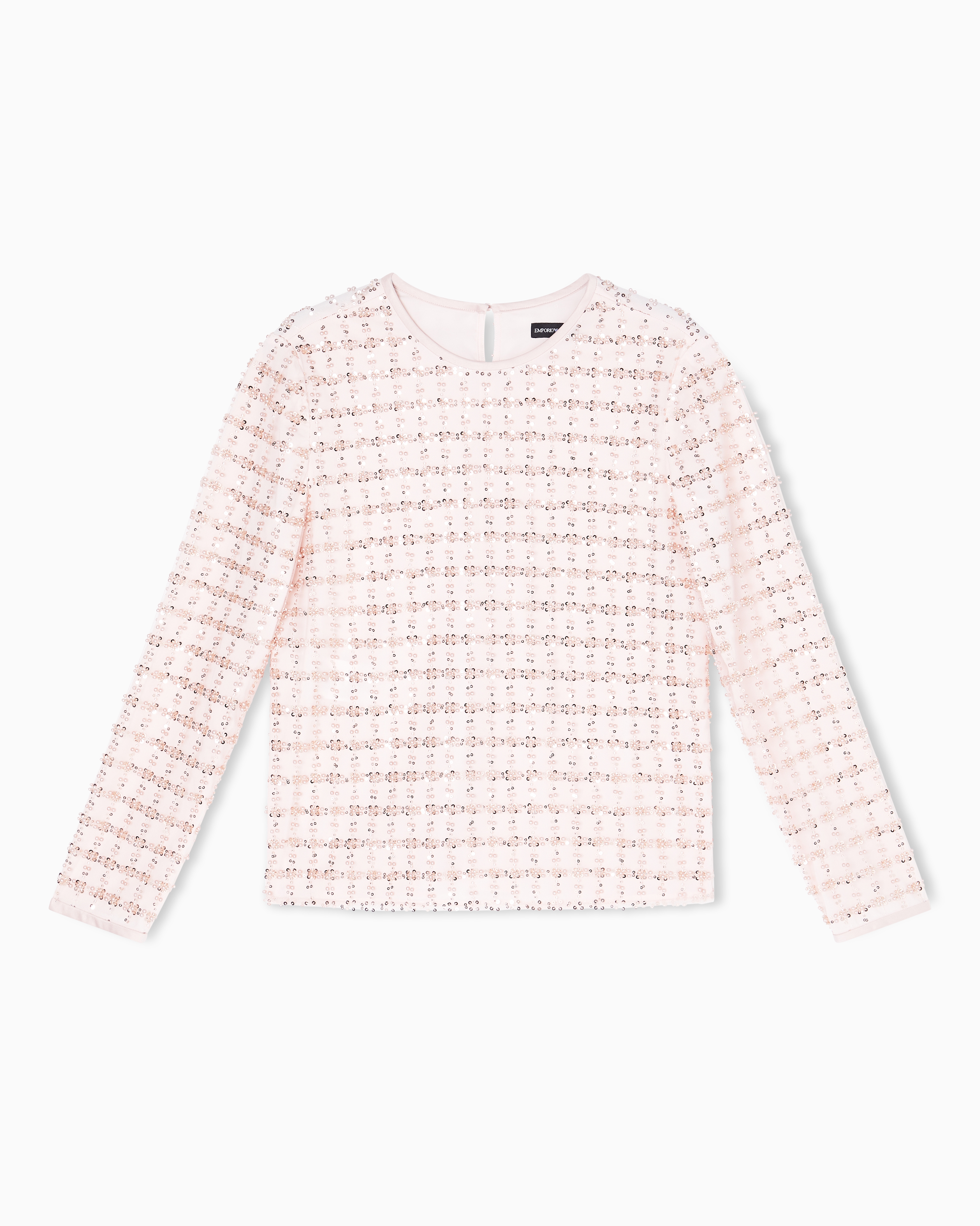 Emporio Armani Pink Tulle Top With Sequin And Bead Embroidery
