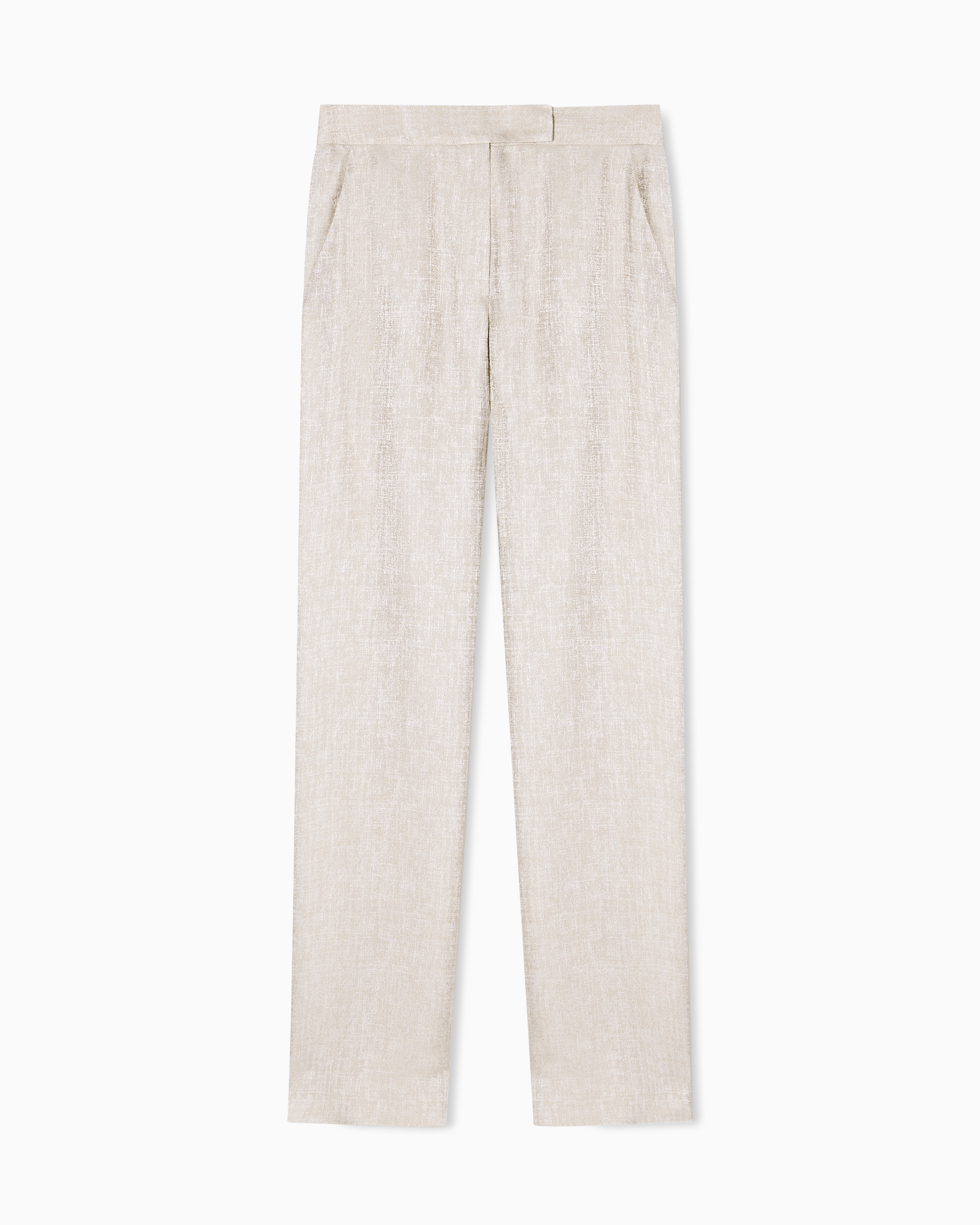 Emporio Armani Beige Icon Trousers In Armure Jacquard