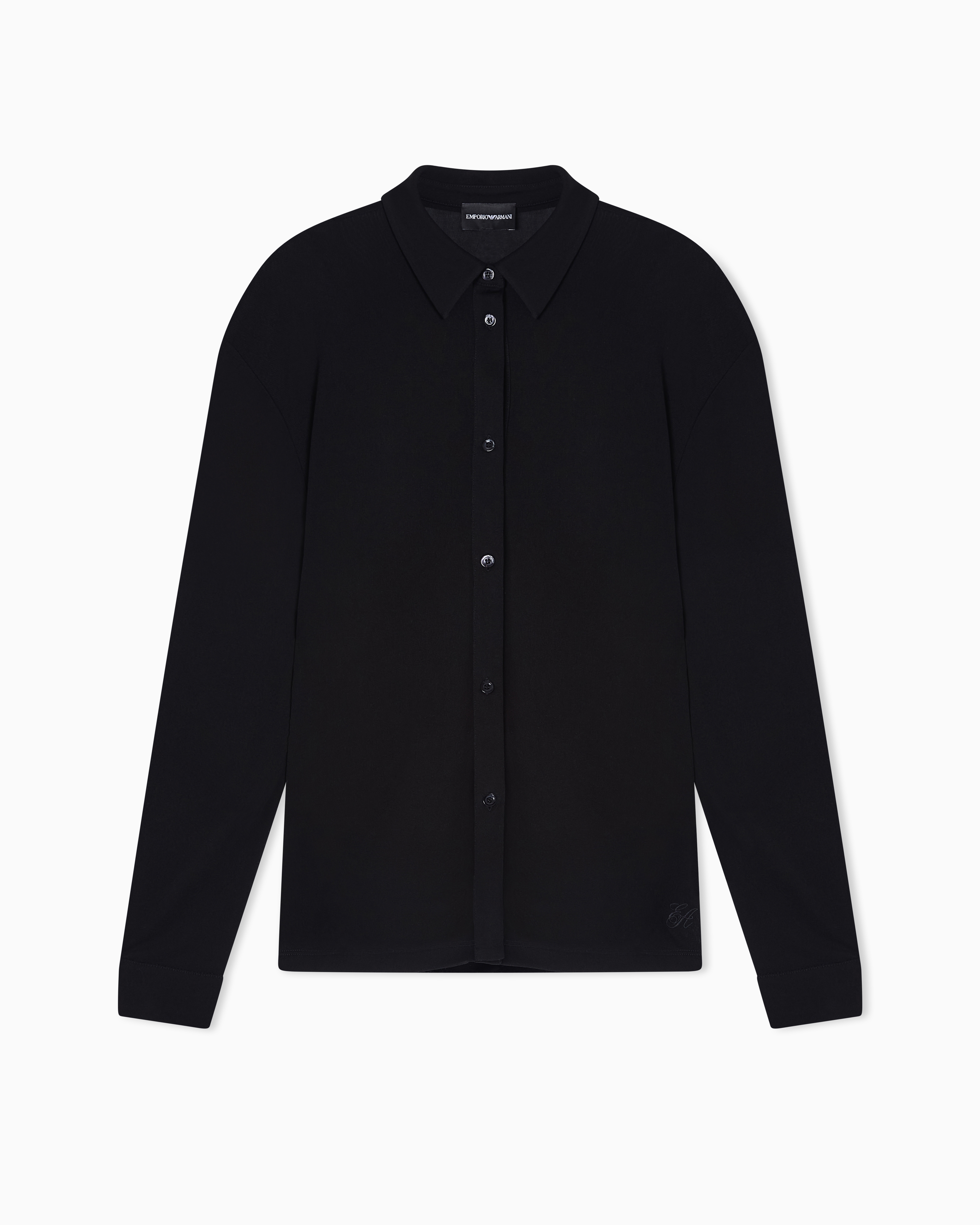 Emporio Armani Black Twin-Set Effect Shirt In Viscose Crêpe Interlock
