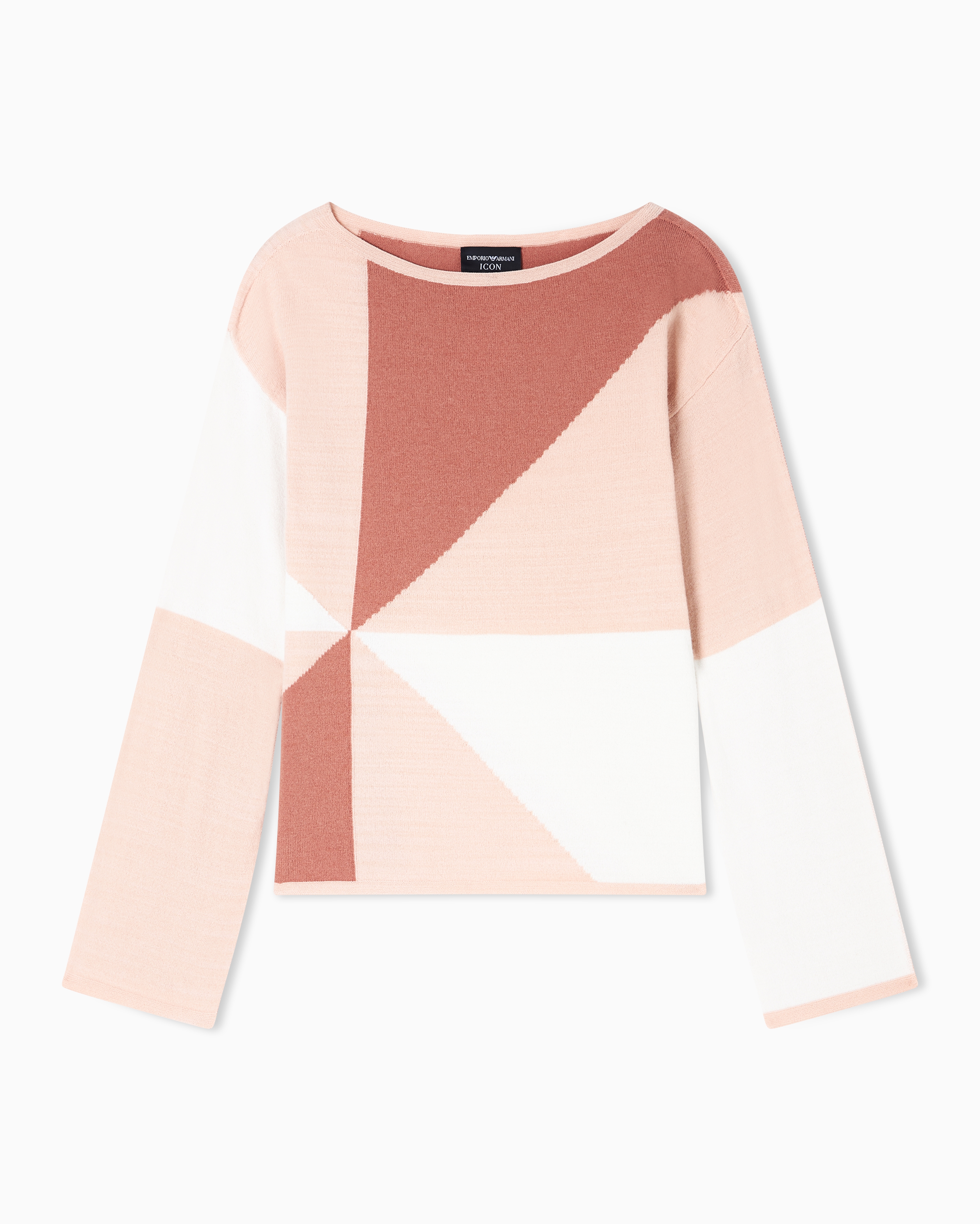 Emporio Armani Beige Icon Jumper With Check Intarsia Motif