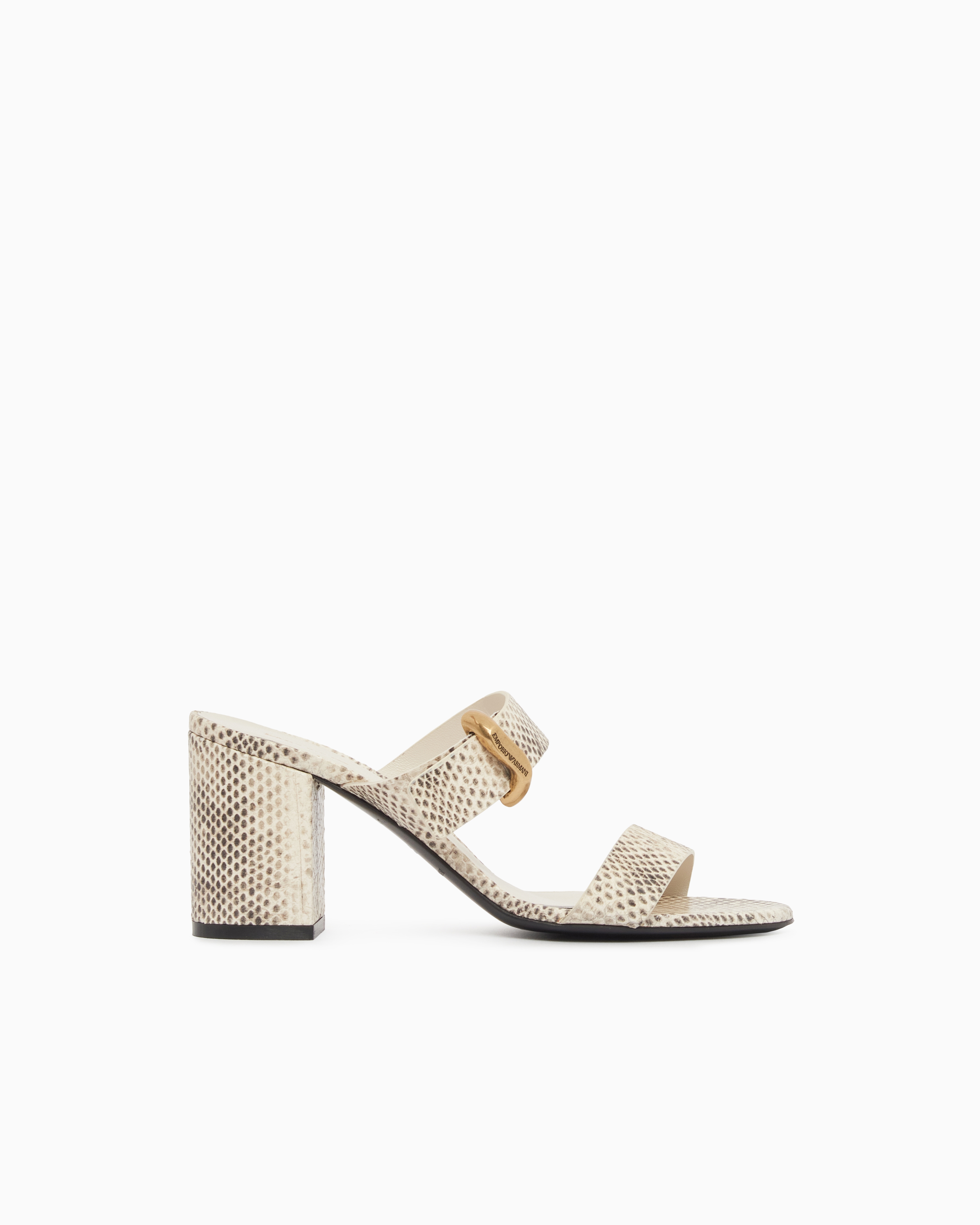 Emporio Armani Women's Patterned Sandals With Heel In Python-Print Leather