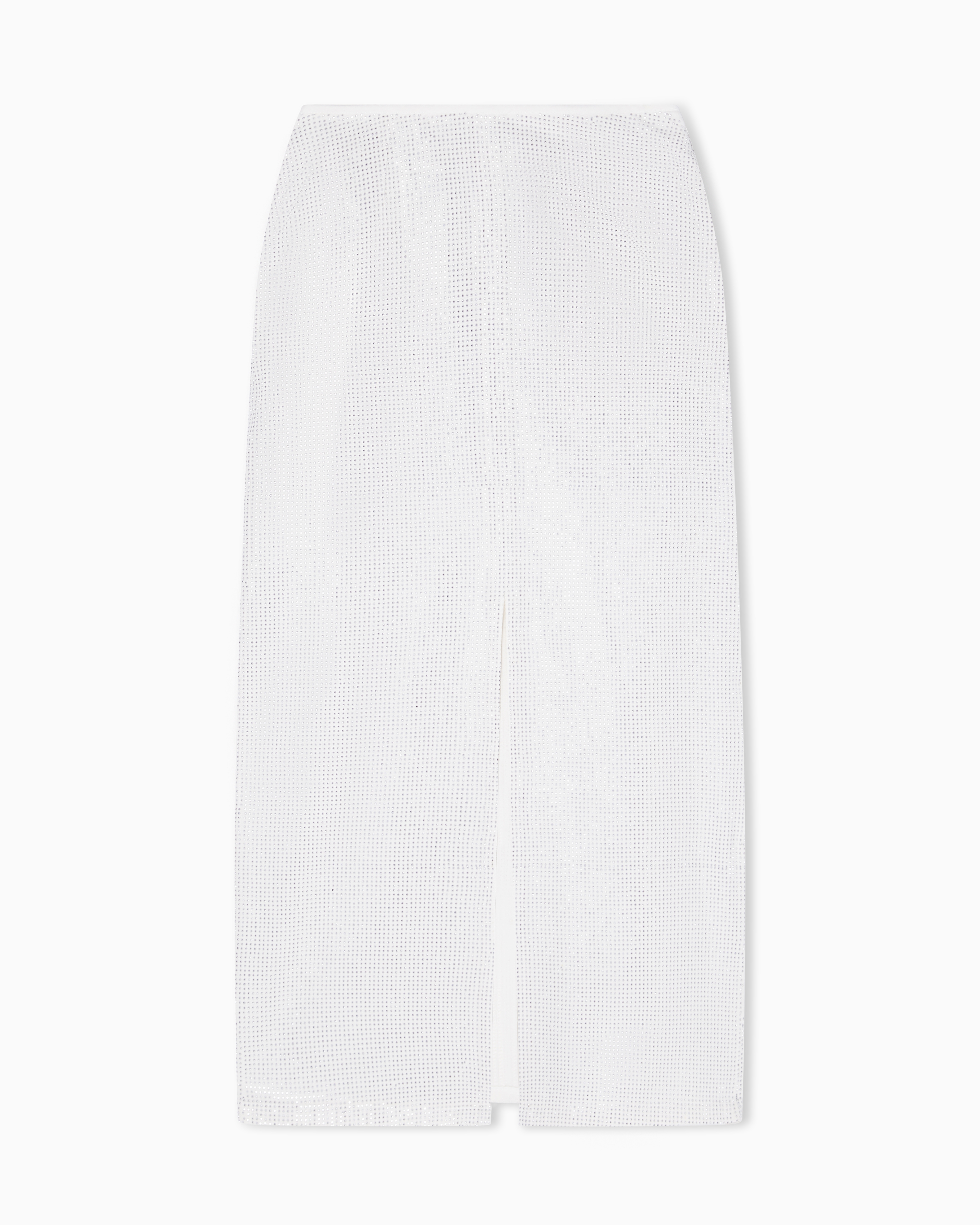 Emporio Armani Long Drill Skirt With All-over Micro Studs In White