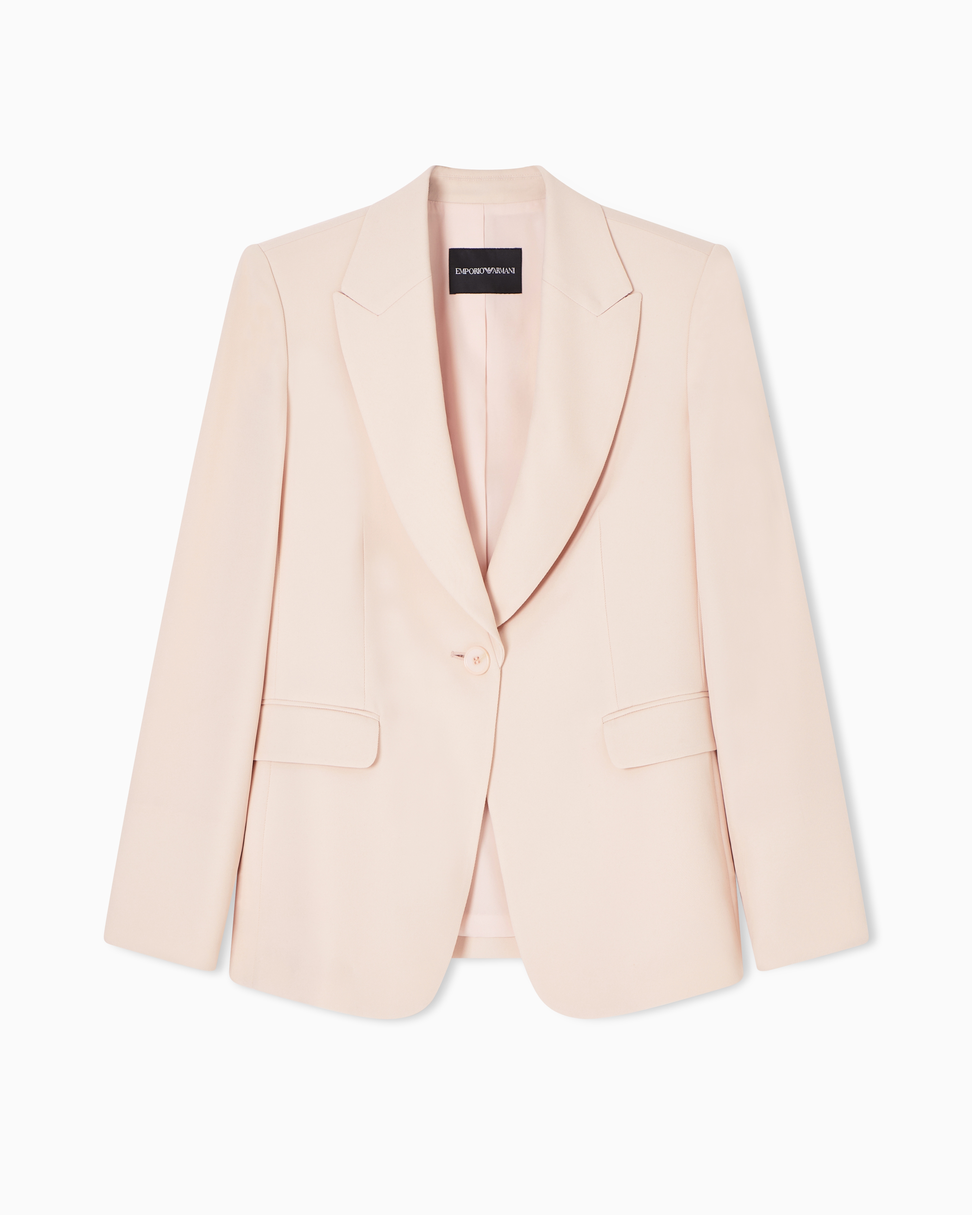 Emporio Armani Single-breasted Jacket In Technical Gabardine In Pink