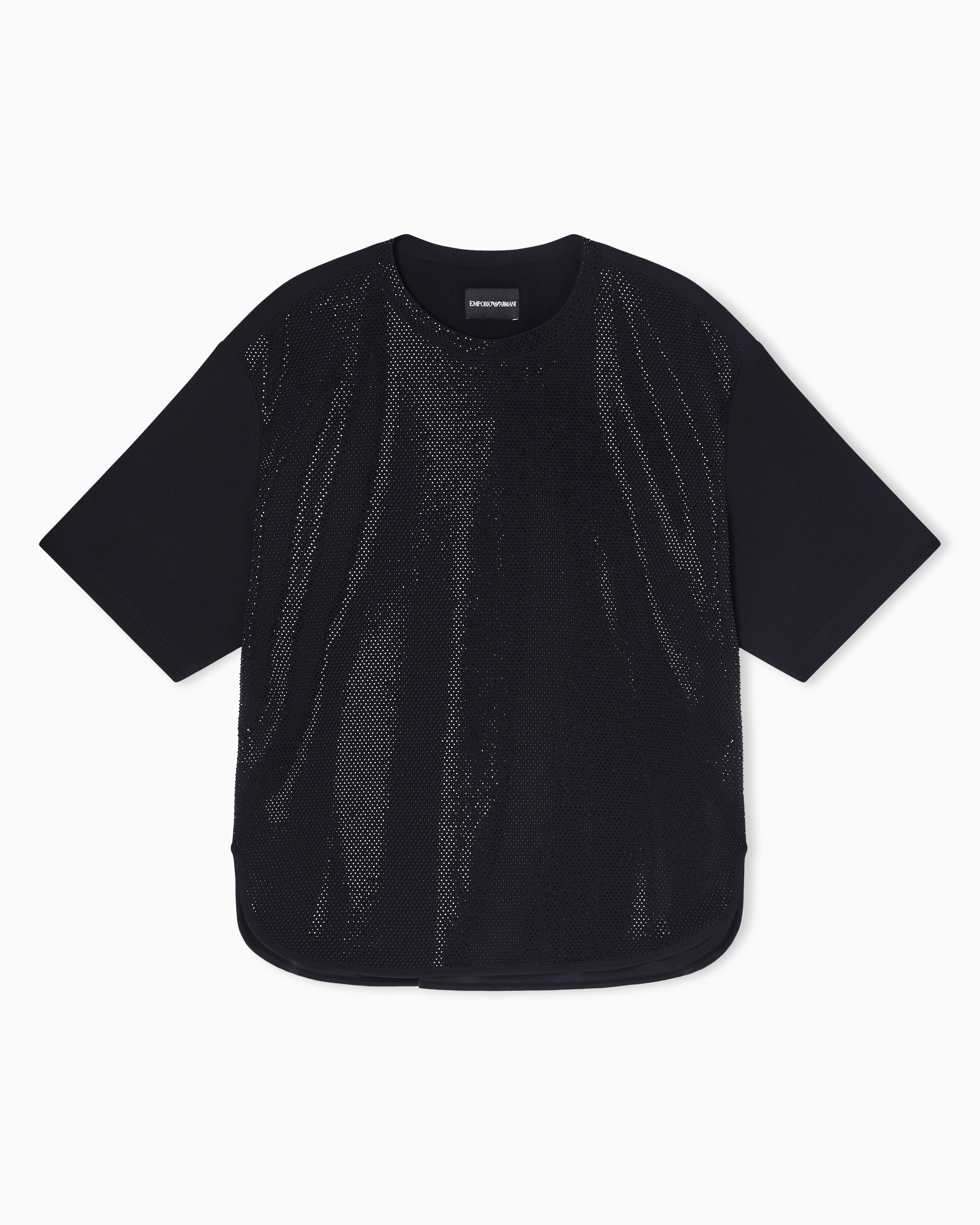 Emporio Armani Black Scuba Crêpe T-Shirt With Micro Studs