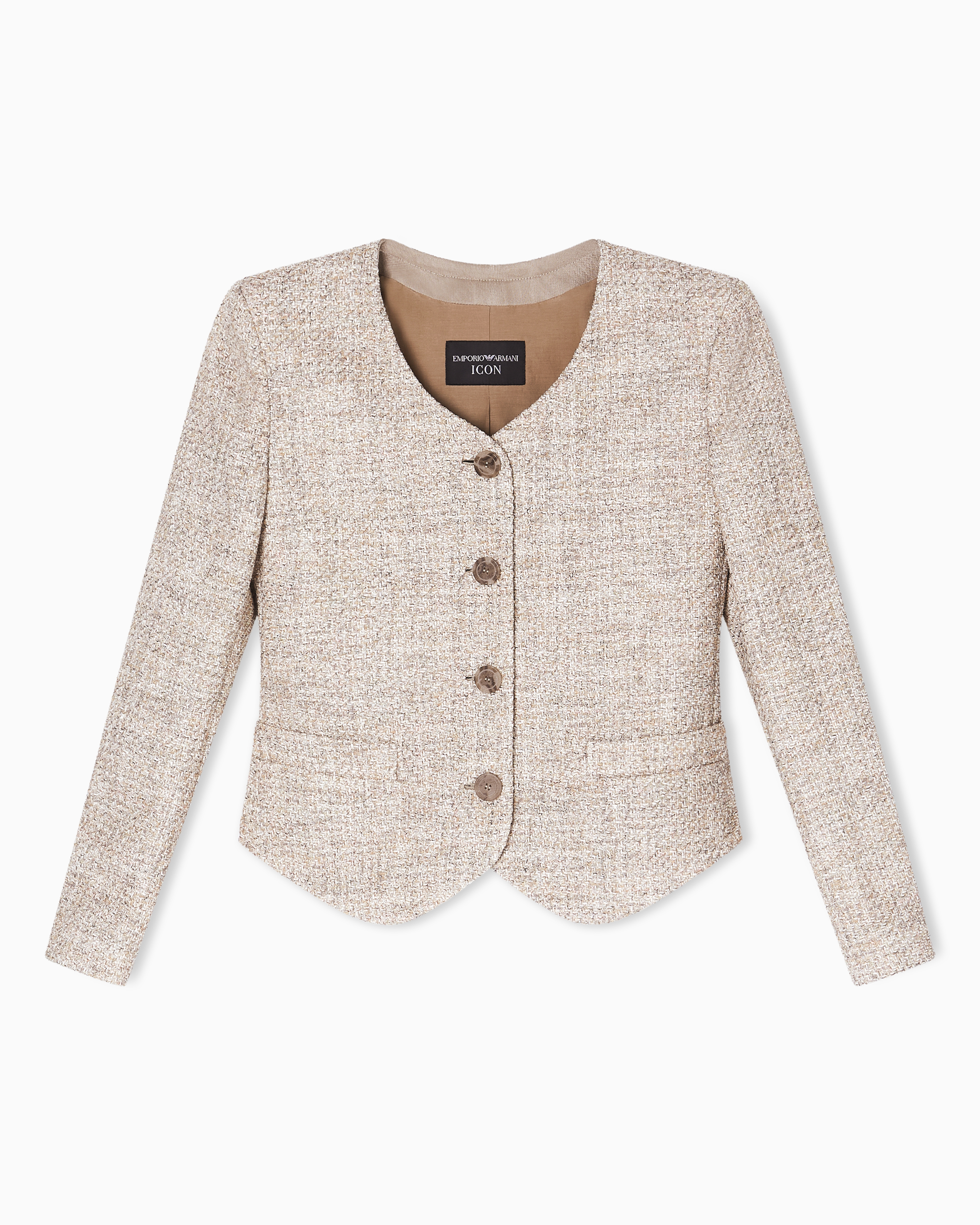 Emporio Armani Beige Icon Mélange Tweed Jacket