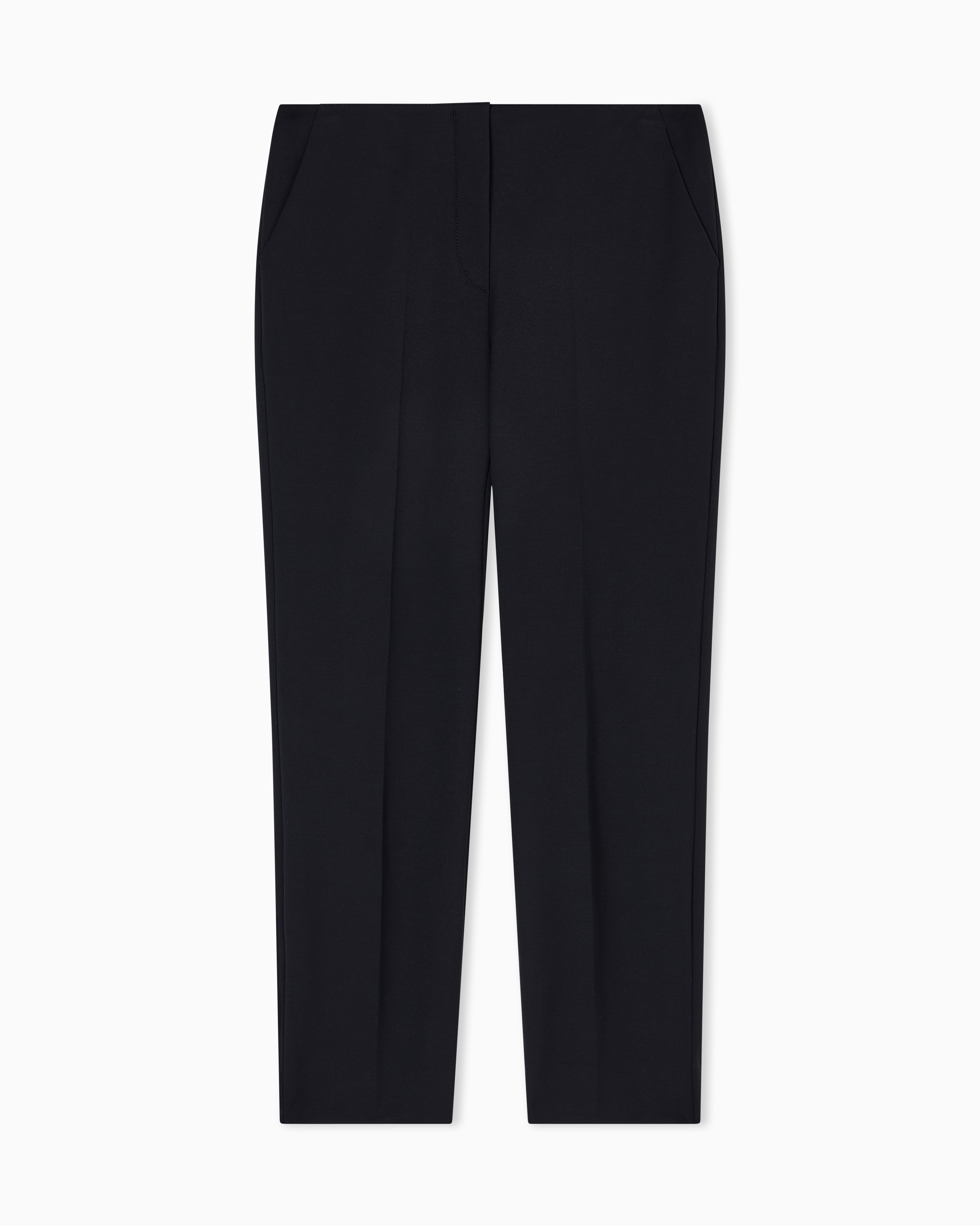 Emporio Armani - Stretch gabardine 7/8 trousers, Woman, Black, Size: