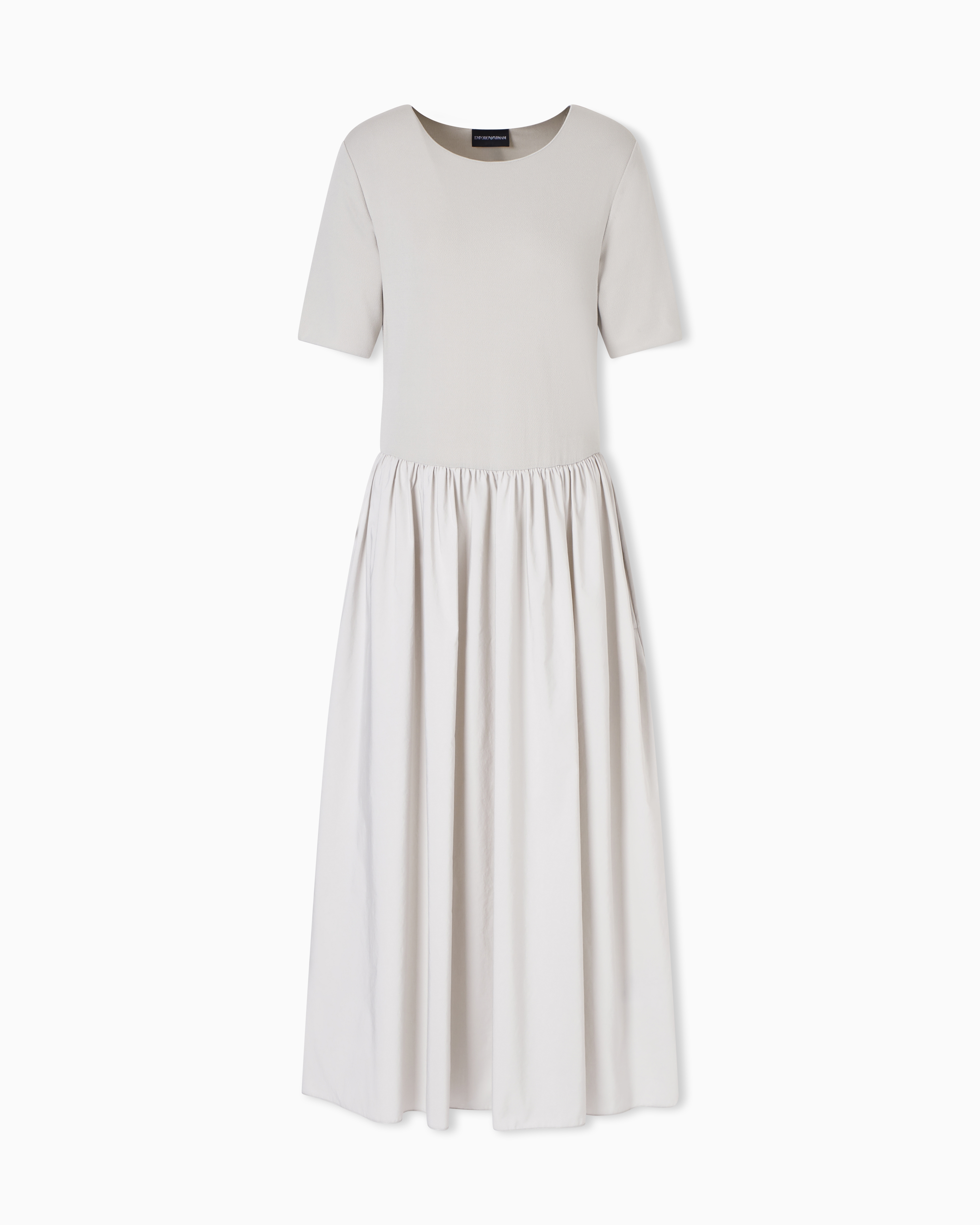 Emporio Armani Grey Long, Short-Sleeved Interlock Dress