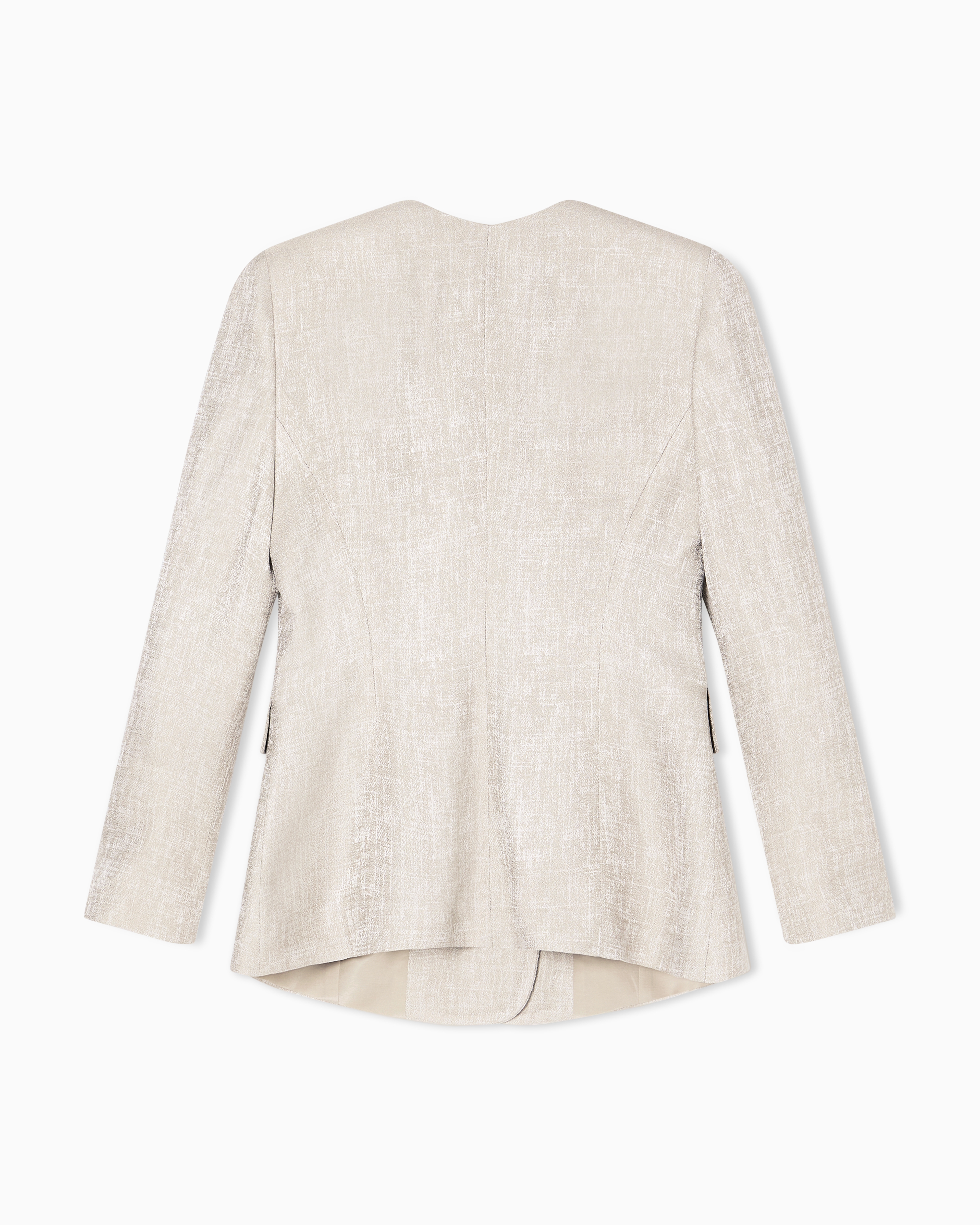 Emporio Armani Double-breasted Jacket In Icon Textured Jacquard Fabric In Sand