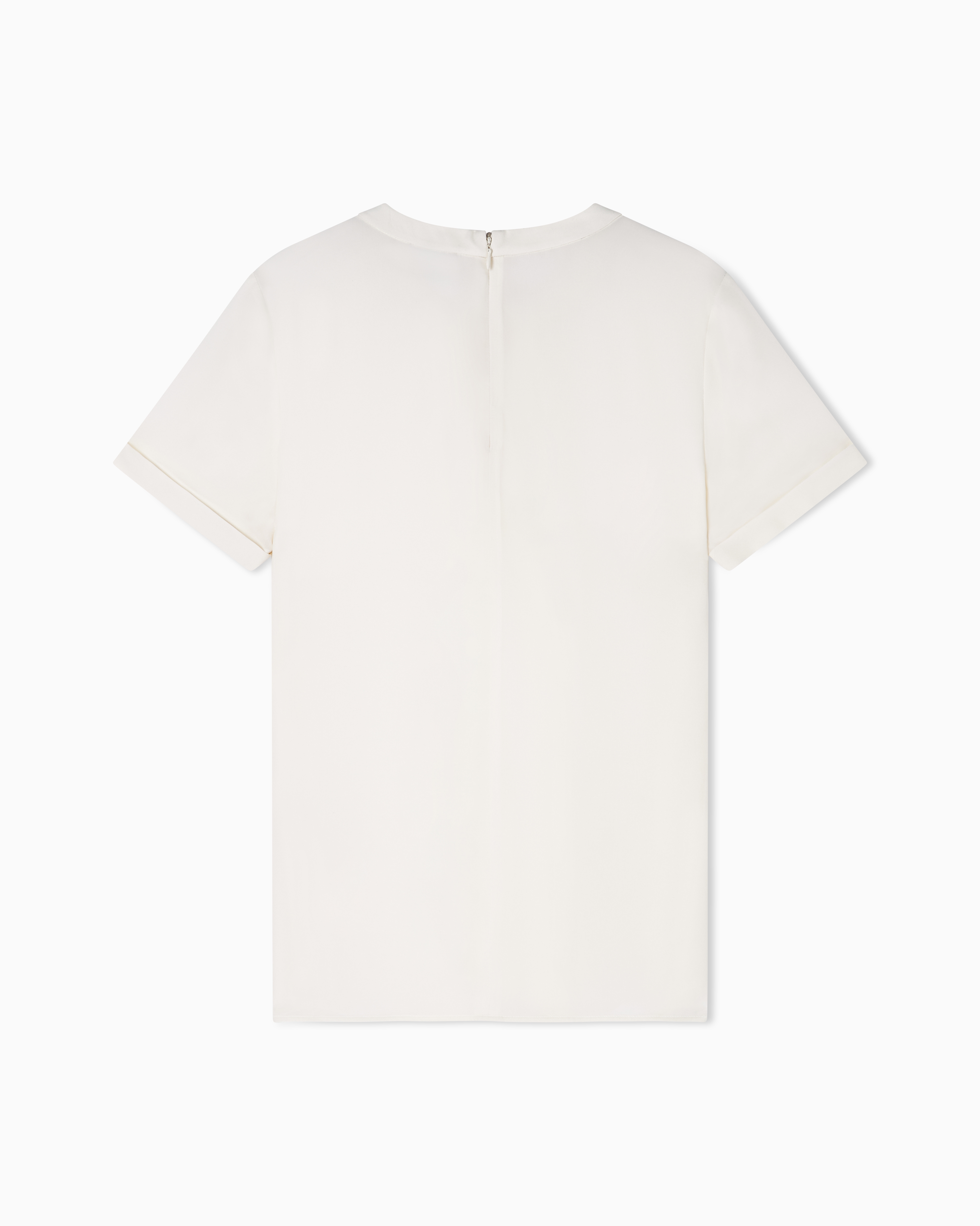 Emporio Armani Icon Double Silk Georgette Pleated Blouse In White