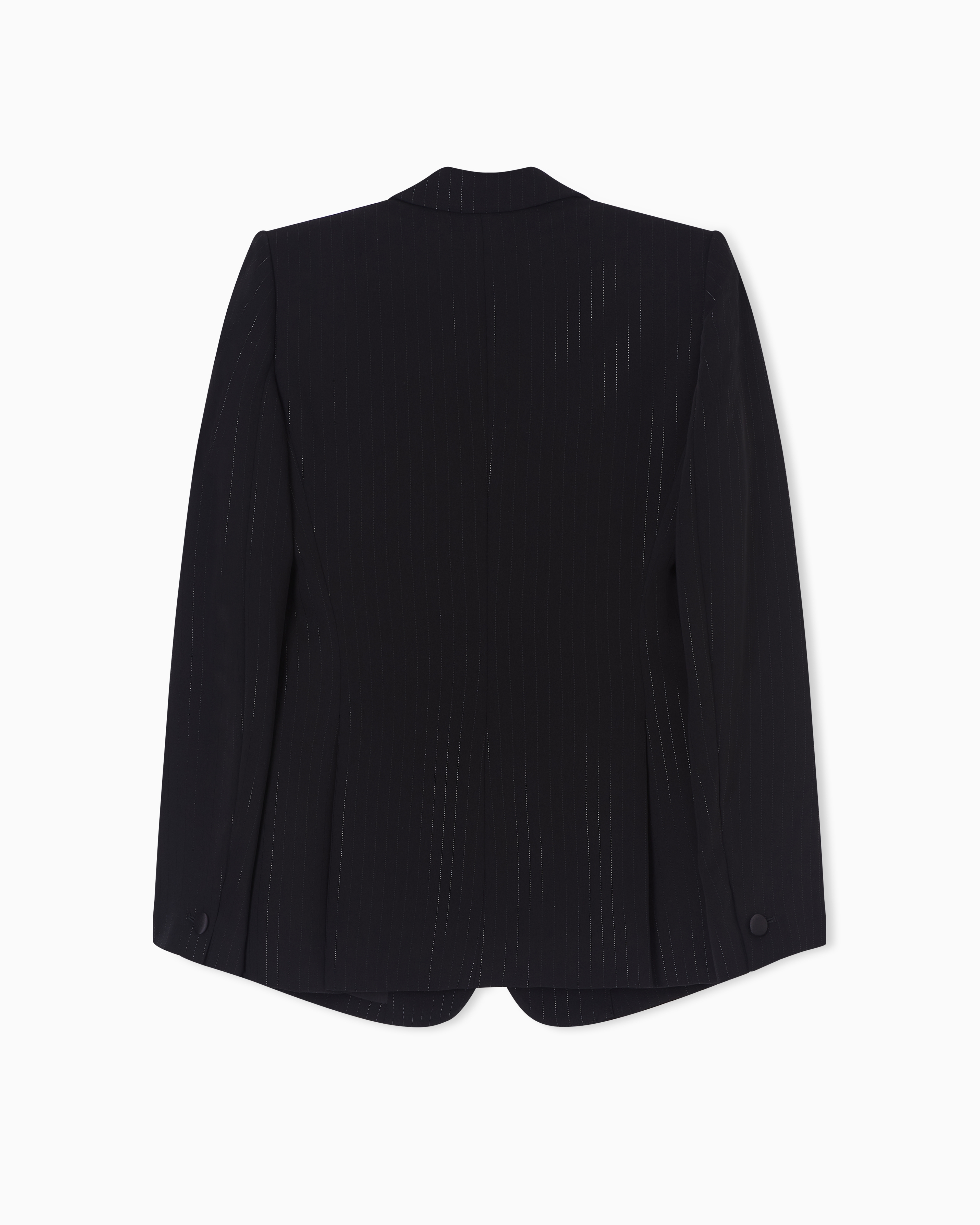 Emporio Armani Single-breasted Pinstriped Lurex Jacket In Black