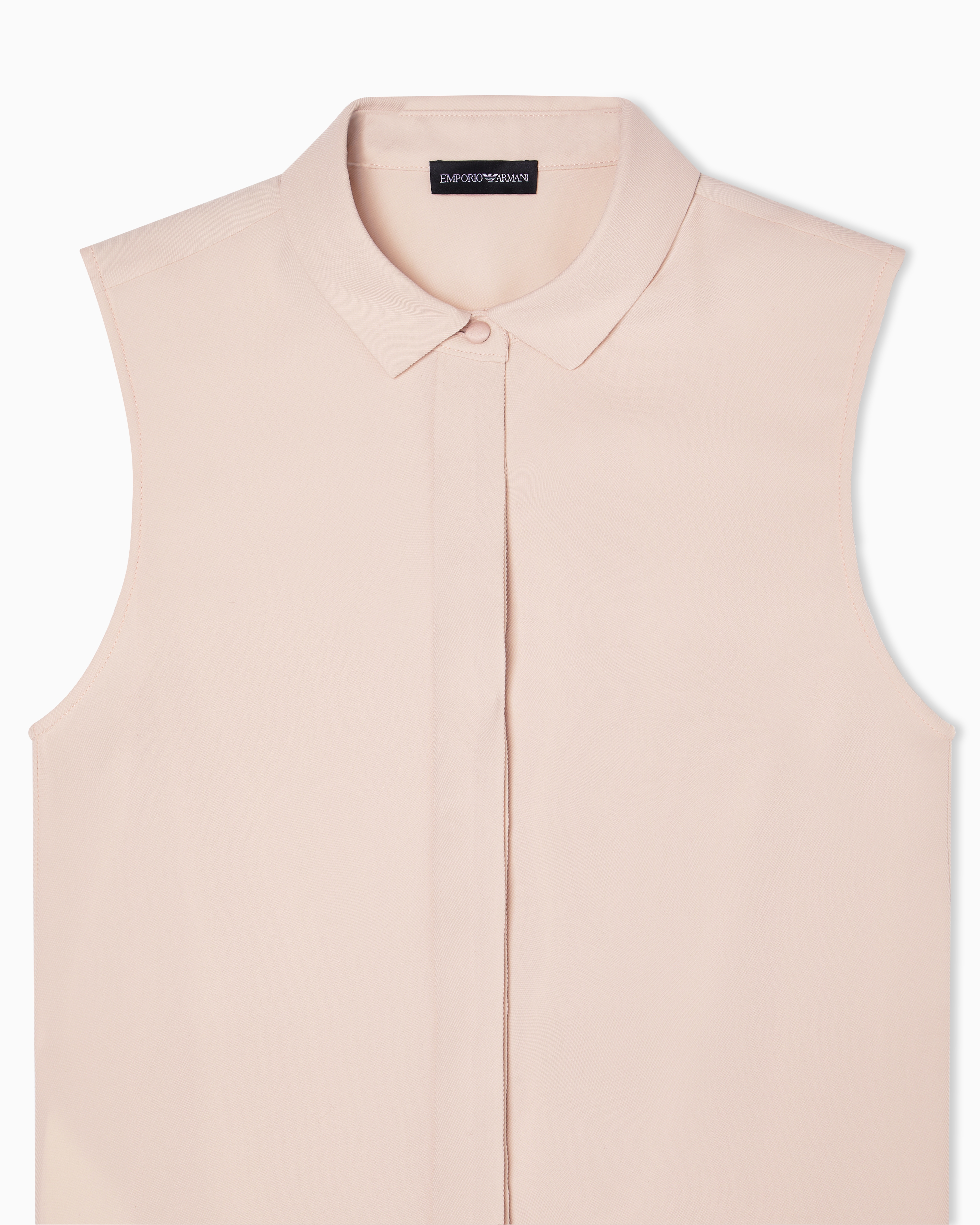 Emporio Armani Sleeveless Shirt In Technical Gabardine In Pink