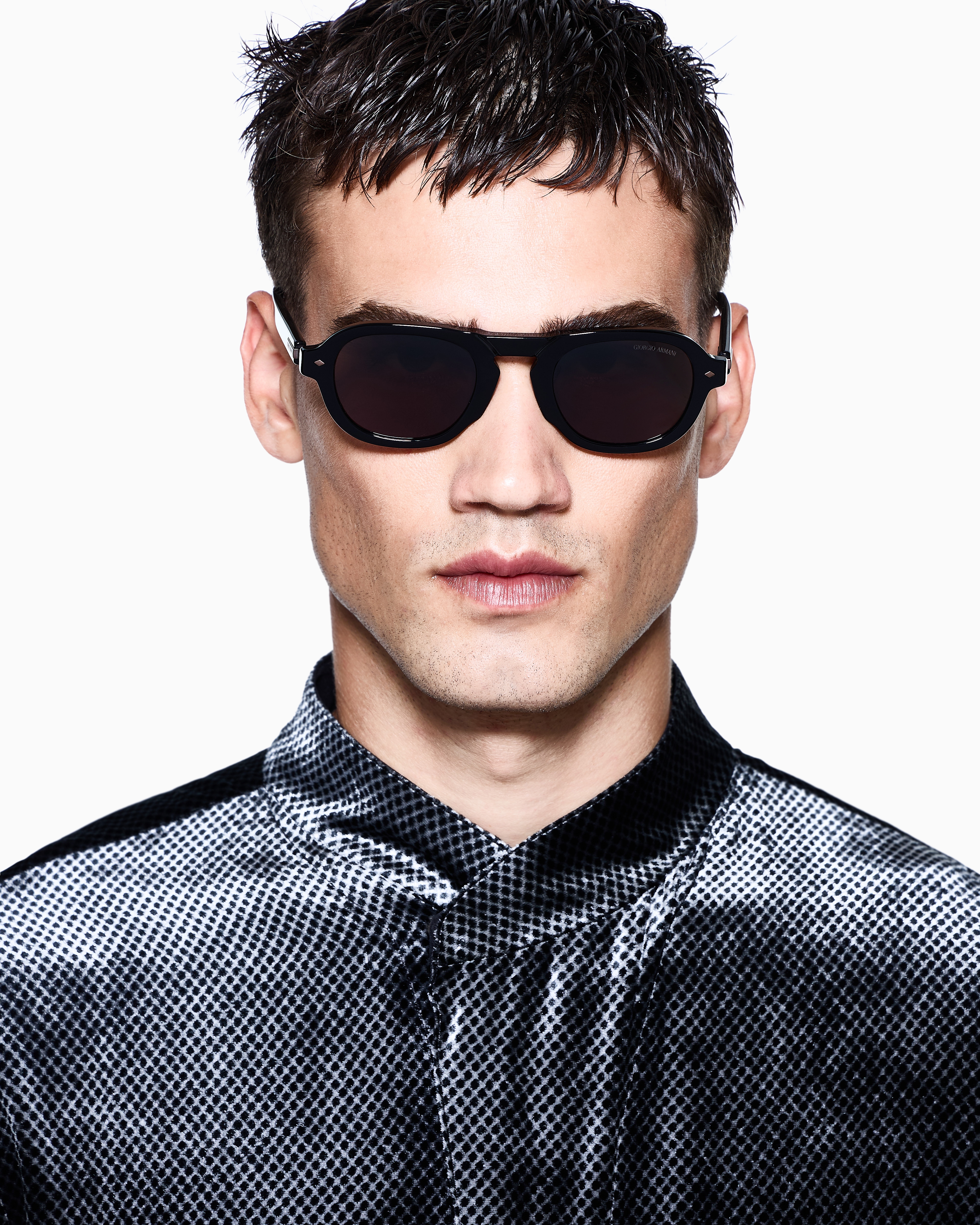 Giorgio Armani Asian-fit Square Sunglasses For Men In Black