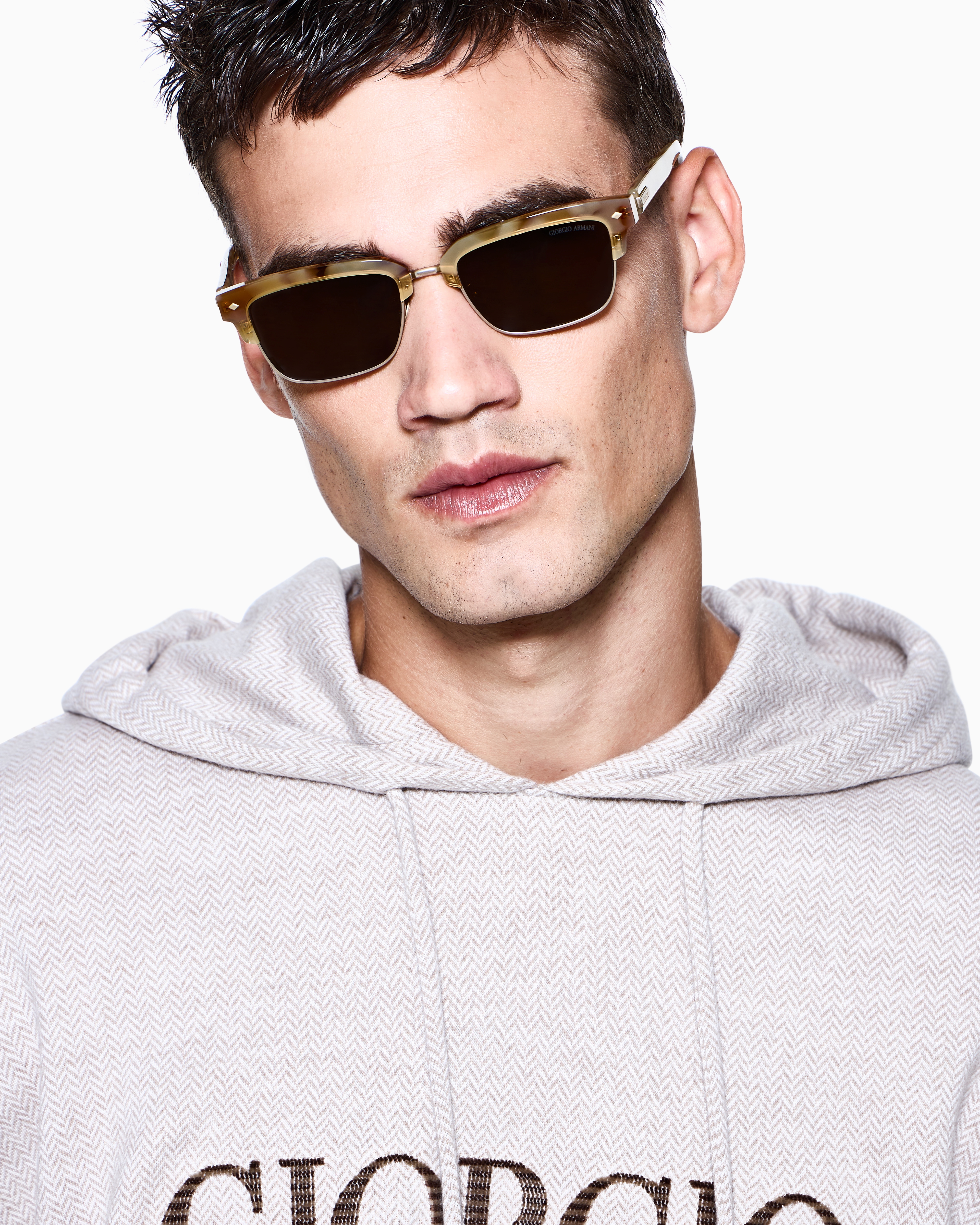 Giorgio Armani Rectangular Sunglasses In Brown