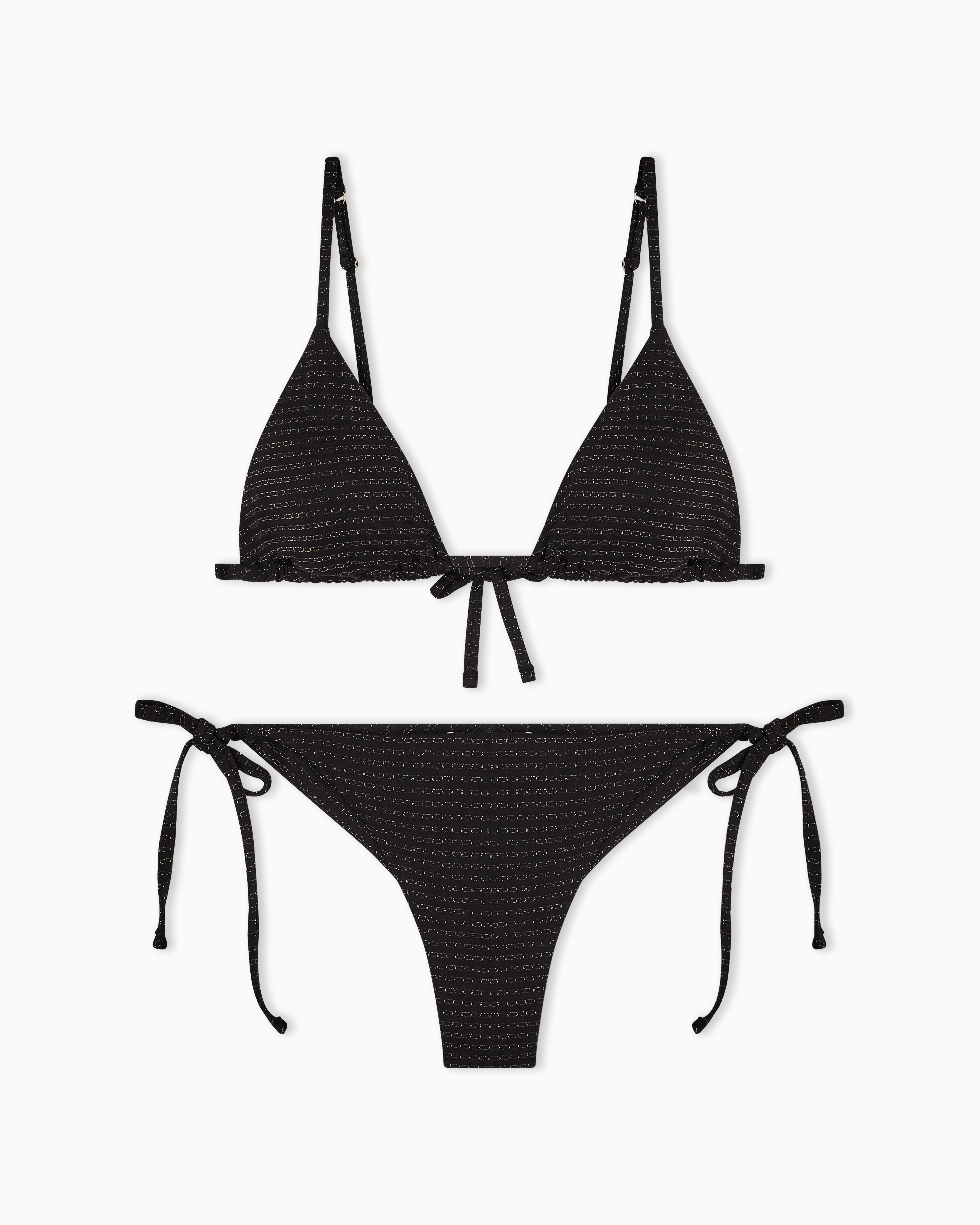 Emporio Armani Black Lycra And Lurex Bikini With Padded Triangle Bra