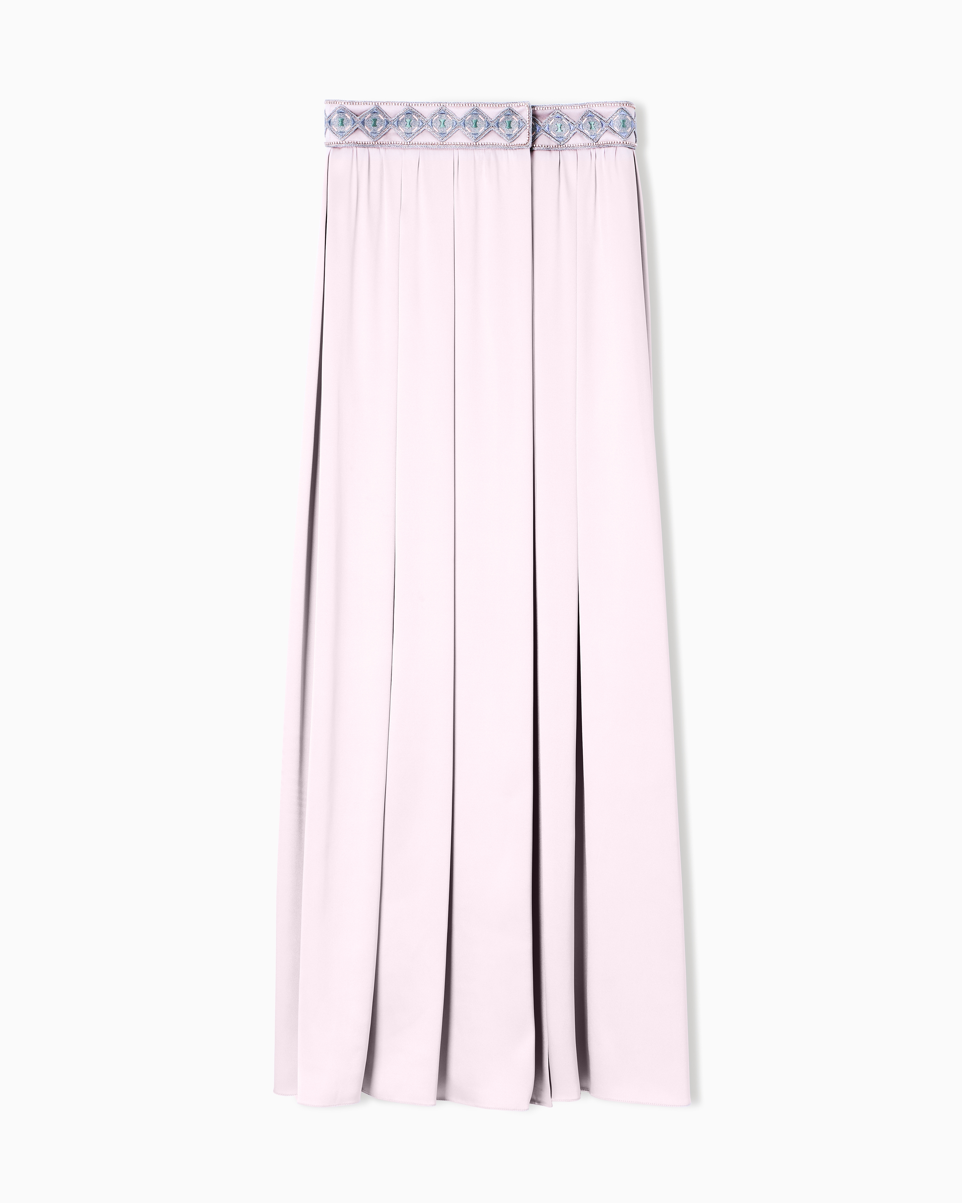 Giorgio Armani Patterned Long Skirt In Pure Silk With Embroidery