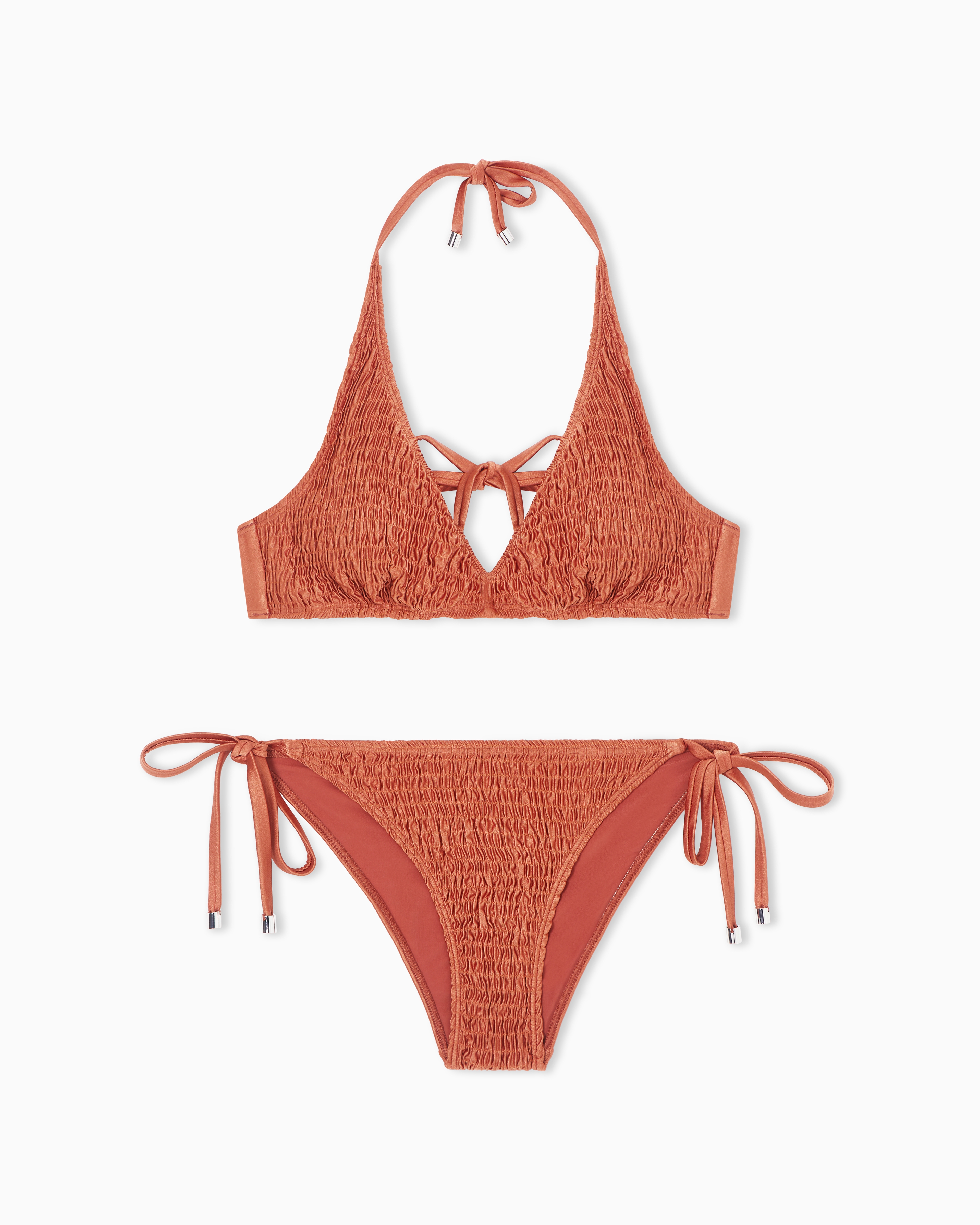 Emporio Armani Pink Lycra Smocked Triangle Bikini