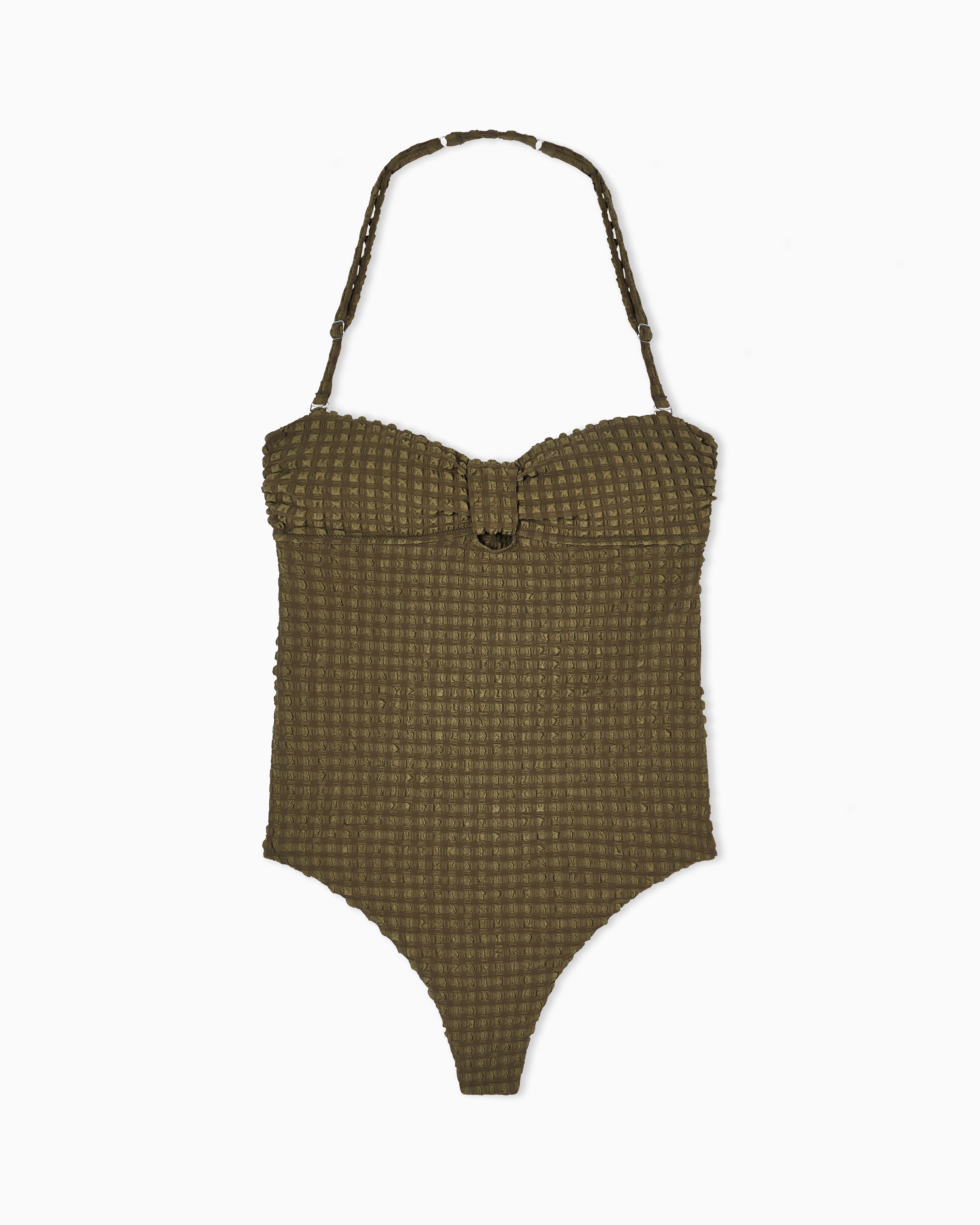 Emporio Armani Costume Intero Imbottito In Seersucker