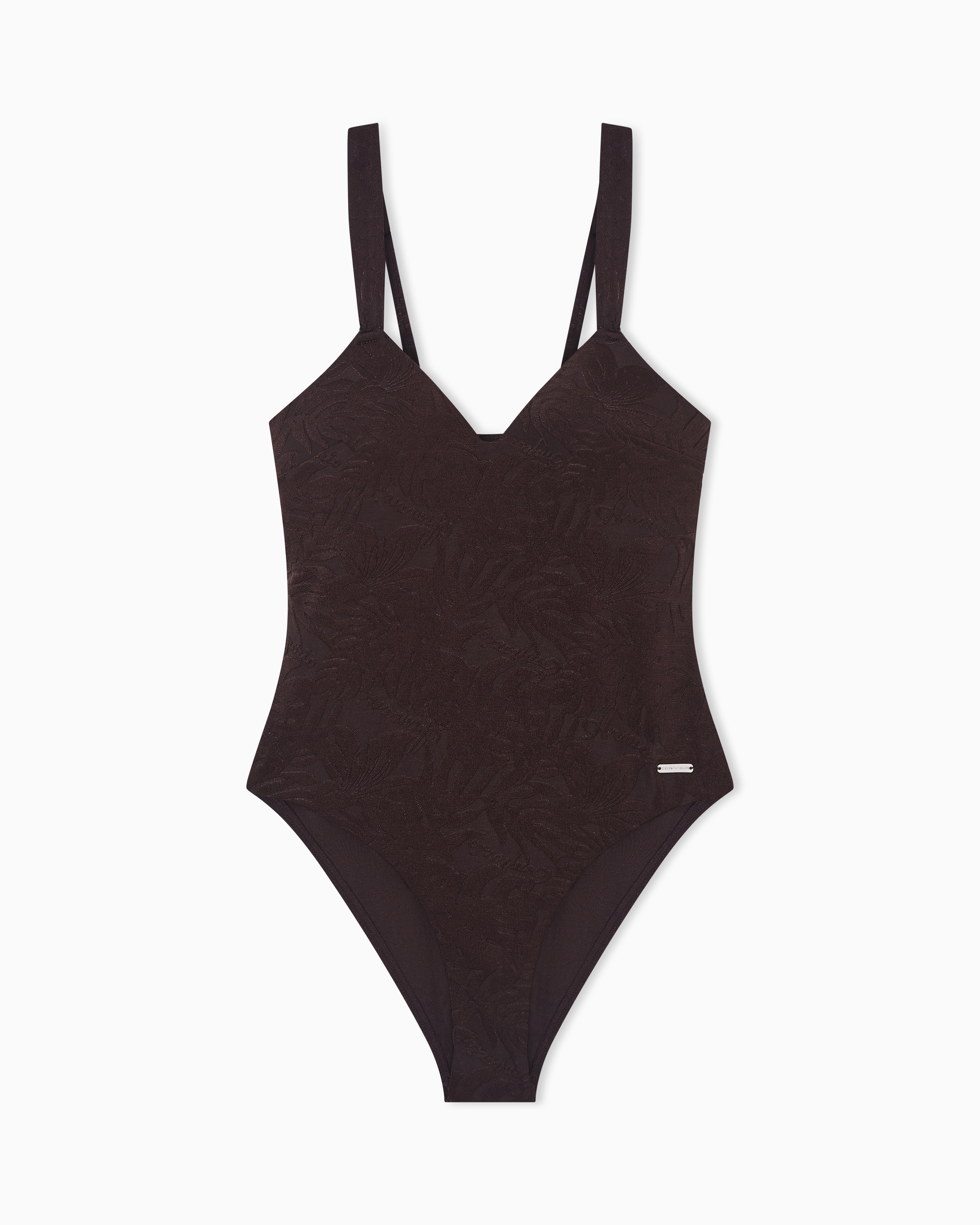 Emporio Armani Costume Intero Imbottito In Lycra Jacquard Foliage