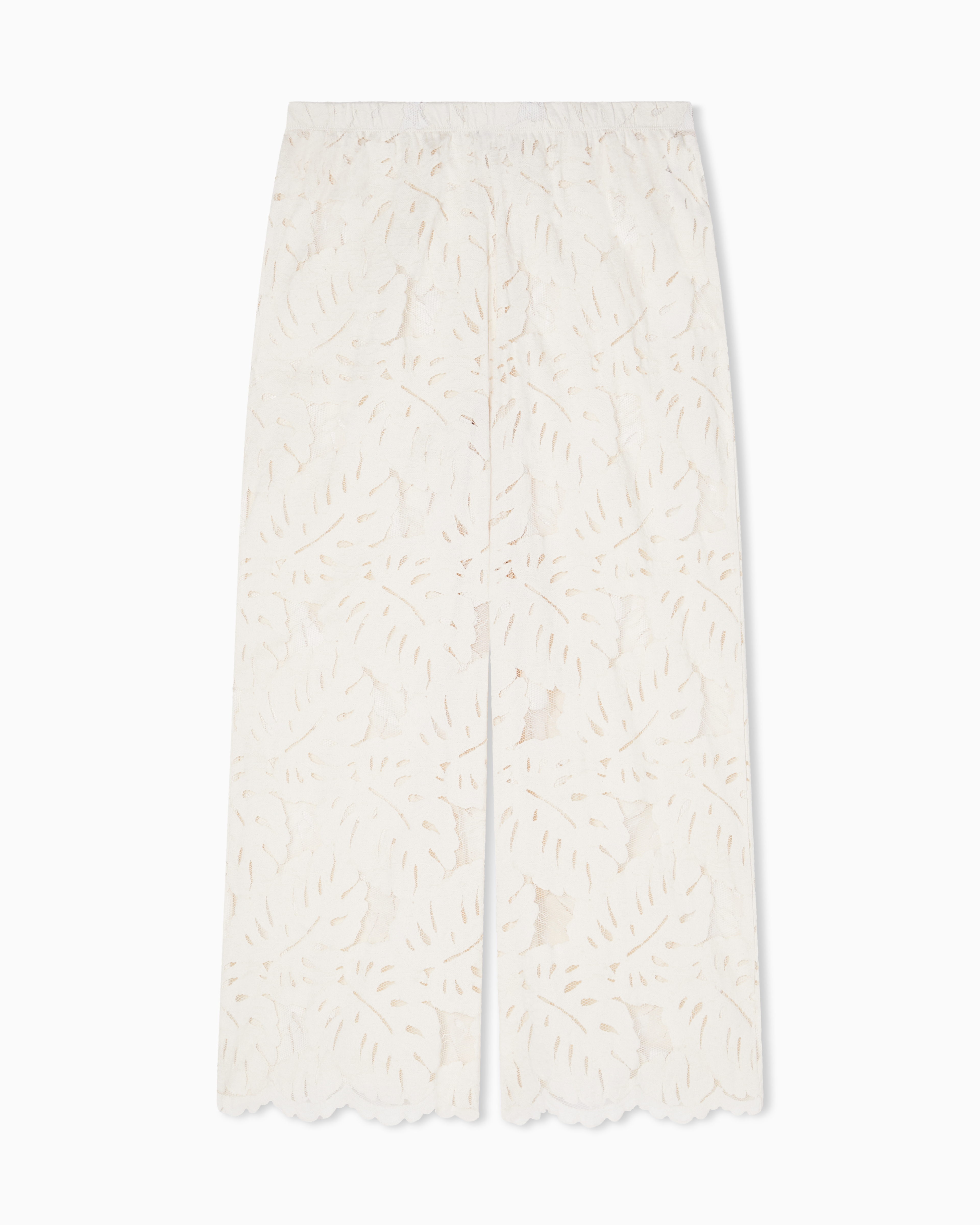 Emporio Armani White Foliage-Print Lace Beachwear Trousers