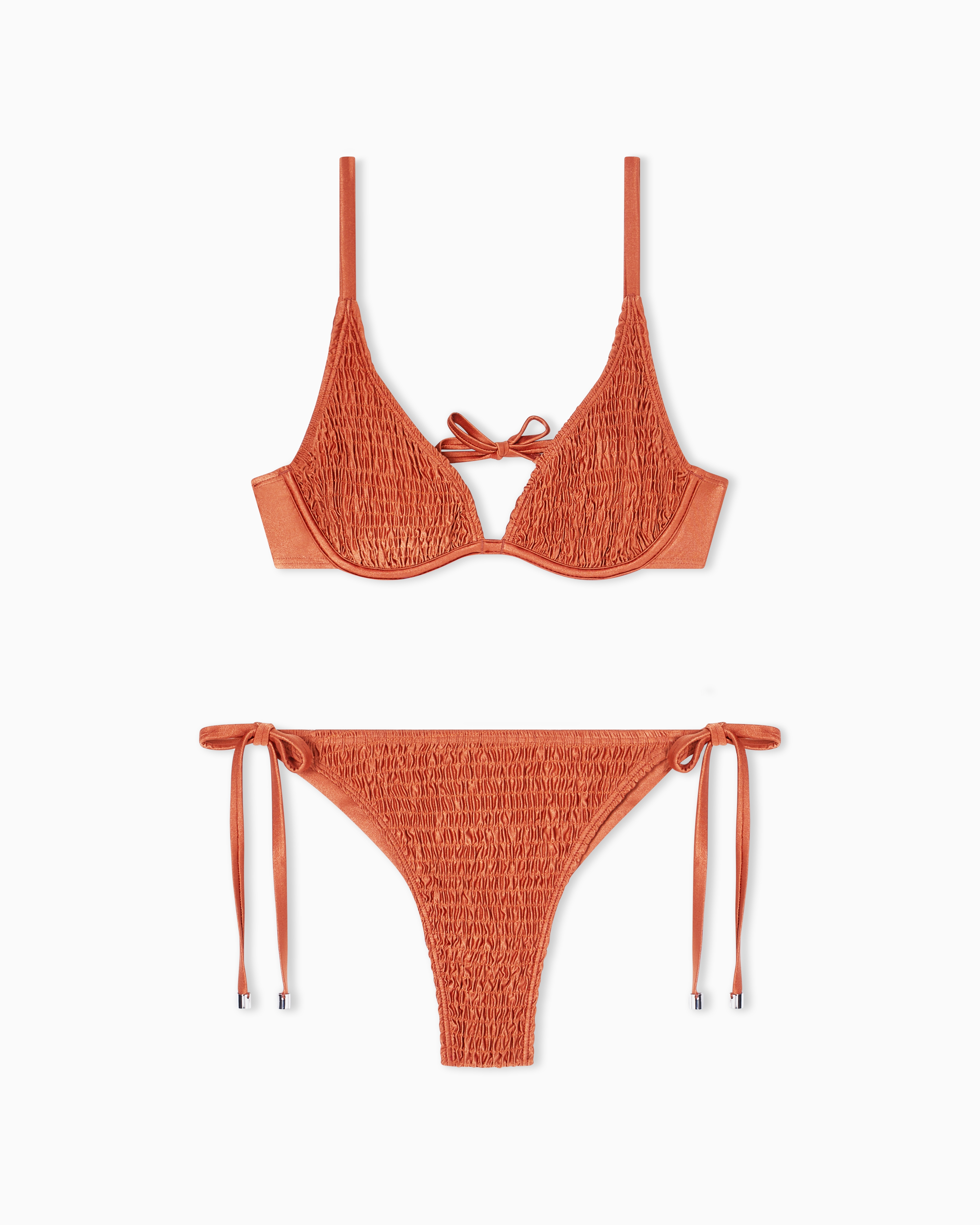 Emporio Armani Pink Lycra Smocked Triangle Bikini